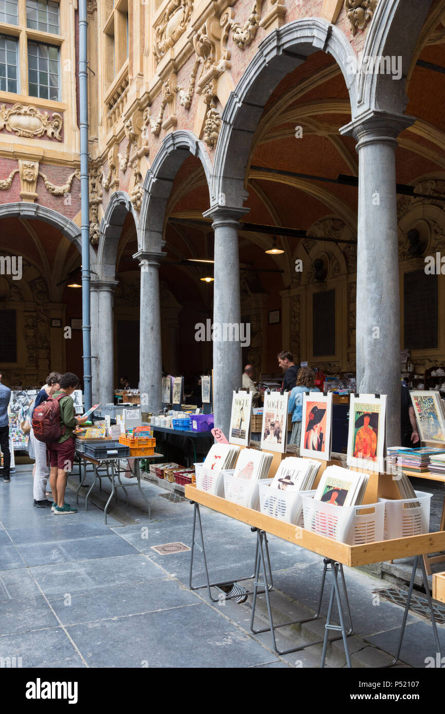 Markt verkaufen lp Records auf Vinyl, Lille, Frankreich Stockfoto