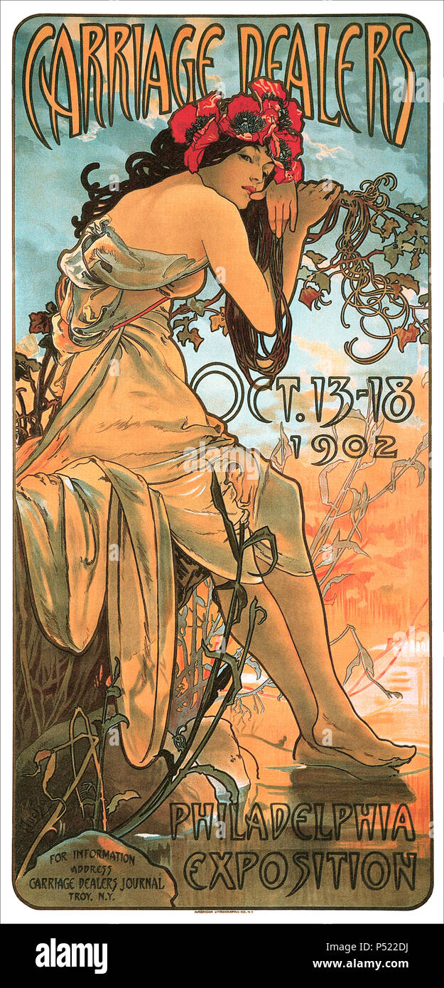1902 Plakat von Alphonse Mucha für die Beförderung Händler Philadelphia Exposition. Stockfoto