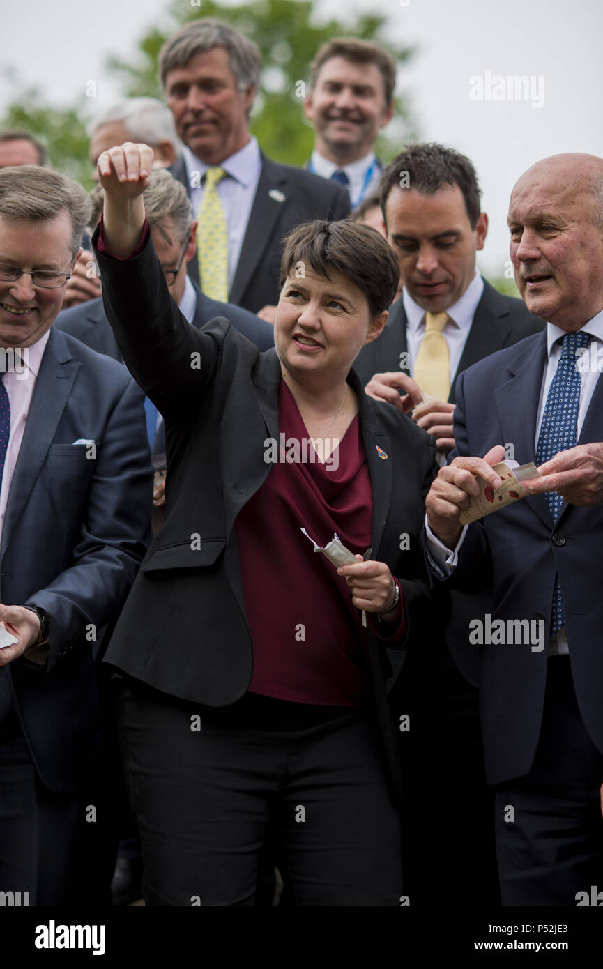 Der Schottischen Konservativen besucht einen Fotoauftrag Mohn zu Pflanzen, ein Garten der Erinnerung an diejenigen, die im Kampf gestorben sind, zu erstellen. Mit: Ruth Davidson Wo: Edinburgh, Großbritannien Wann: 24. Mai 2018 Credit: Euan Kirsche / WANN Stockfoto
