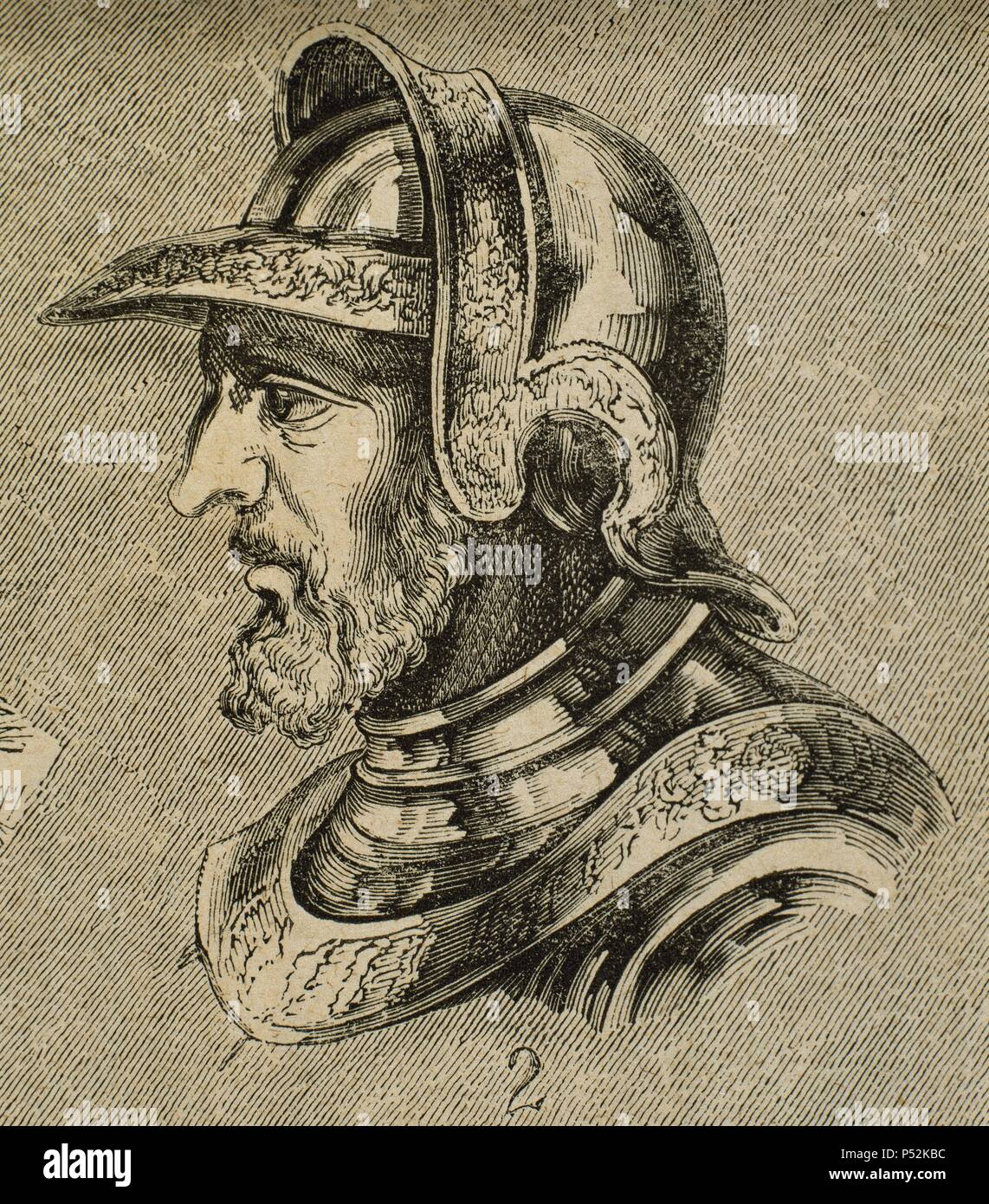 Alarich II. Westgotischen König (484-507). Eurico Nachfolger und Sohn. Gravur. Stockfoto