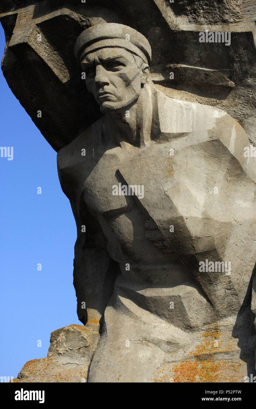 In der Ukraine. Die autonome Republik Krim. Denkmal für die Verteidigung der Adzhimushkay Steinbruch, 1982, gegen die nationalsozialistische Besetzung im Jahre 1942. Detail. Um Kertsch. Stockfoto