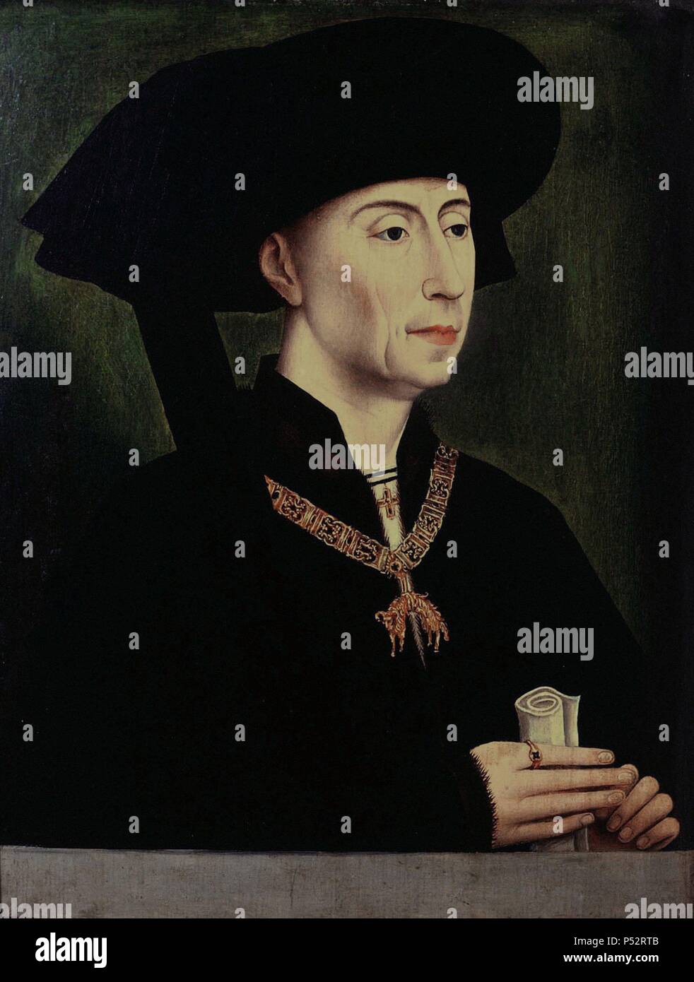 "Porträt von Philipp dem Guten', C. 1450, Öl auf Leinwand, 29,6 x 21,3 cm. Autor: Rogier van der Weyden (C. 1399-1464). Lage: Louvre Museum - Gemälde, Frankreich. Stockfoto