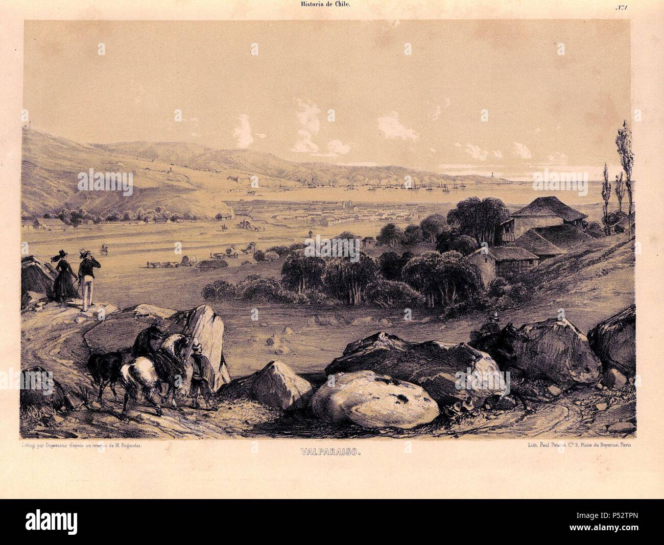 VALPARAISO, ATLAS DE LA HISTORIA FISICA Y POLITICA DE CHILE, 1854. Autor: Claudio Gay (1800-1873). Lage: Biblioteca Nacional - COLECCION, MADRID, SPANIEN. Stockfoto