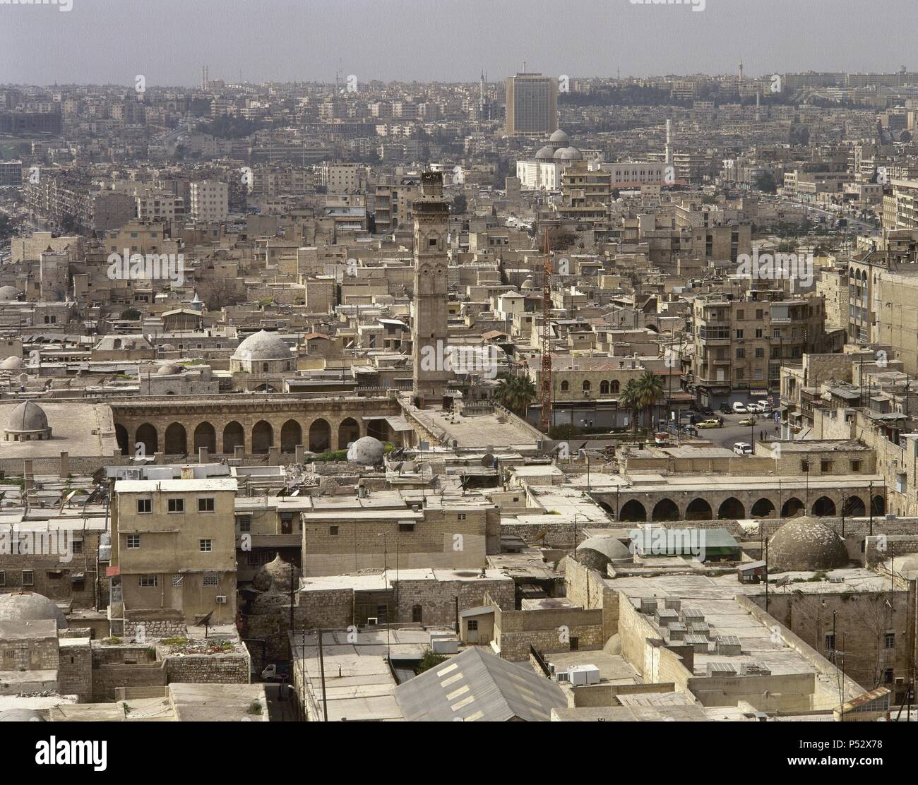 Syrien. Aleppo. Panoramablick auf die Stadt. Foto vor dem syrischen Bürgerkrieg. Stockfoto