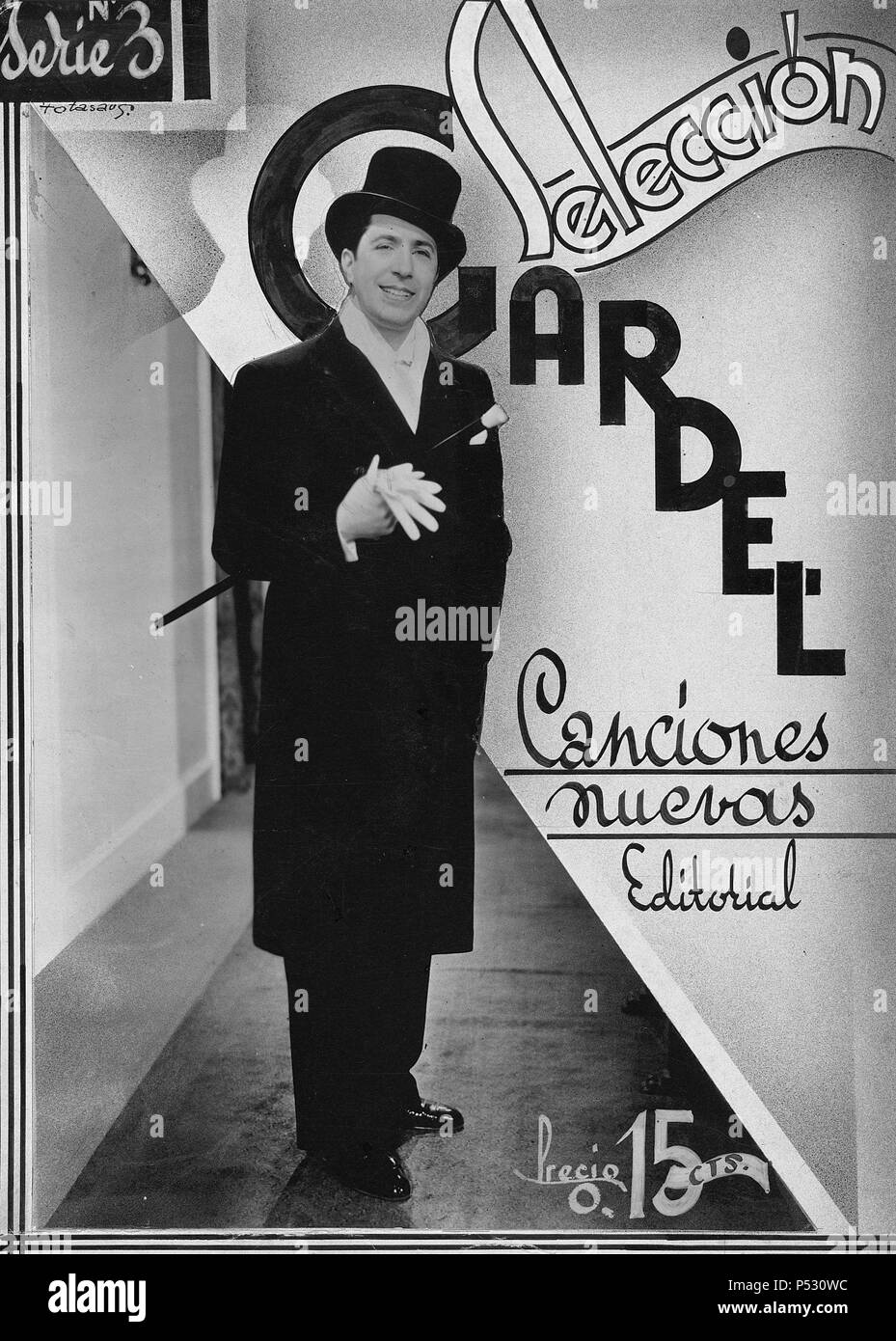 Carlos Gardel, cantante y Schauspieler Argentino. Kartell promocional. Stockfoto