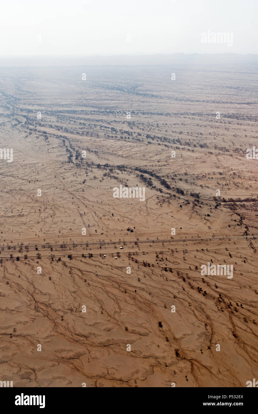 Kakuma, Kenia - Luftbild der Lodwar region, Turkana Grafschaften im Nordwesten Kenias. Stockfoto