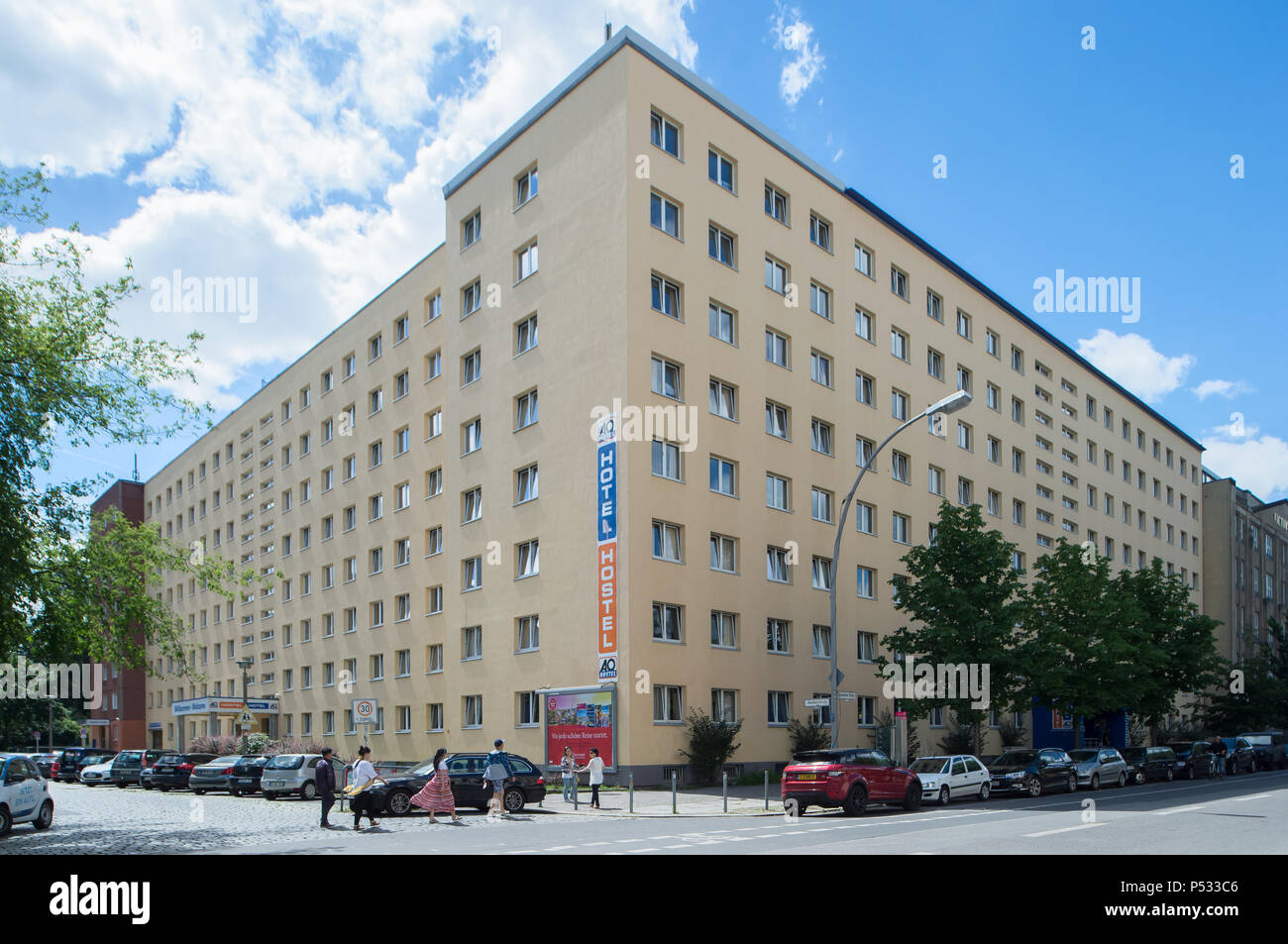Die AO Hotel/Hostel in der Köpenicker Straße in Berlin-Mitte. Stockfoto