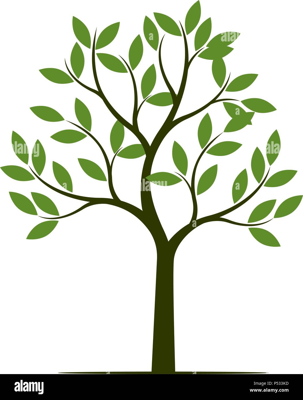 Grüner Sommer Baum mit Blättern. Vector Illustration. Stock Vektor