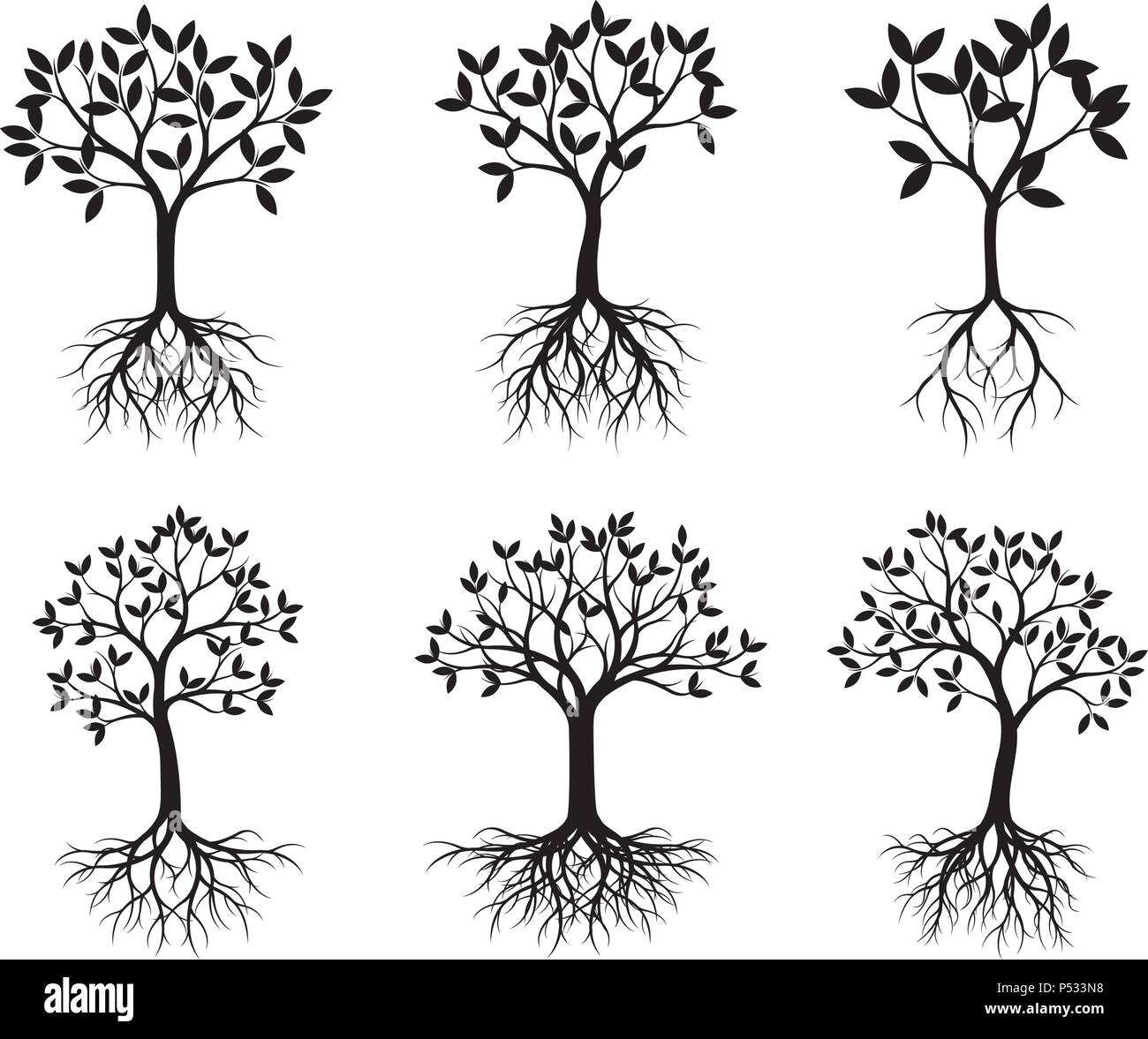 Der schwarze Bäume. Vector Illustration. Stock Vektor