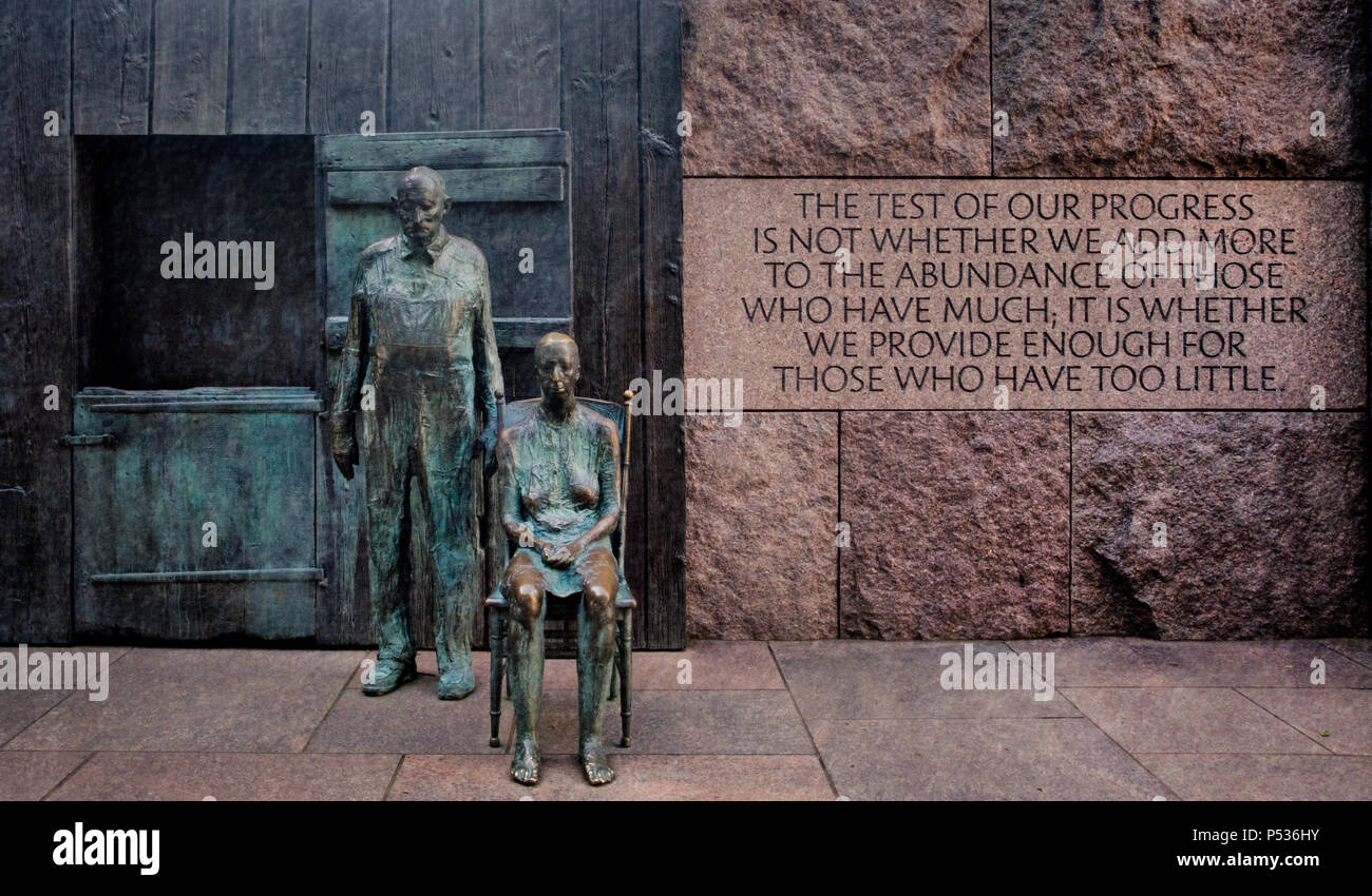 Die Ländlichen Paar culpture von George Segal, Teil der FDR Memorial, Washington, DC, USA Stockfoto