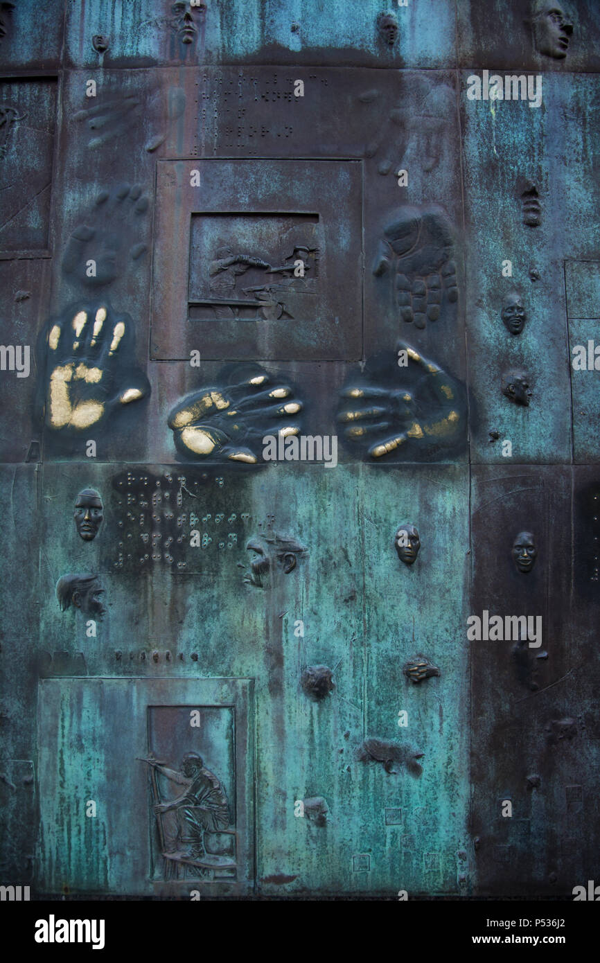 Soziale Programme der pumpenöldruck Bronze Skulptur in der Franklin Delano Roosevelt Memorial, Washington, DC Stockfoto