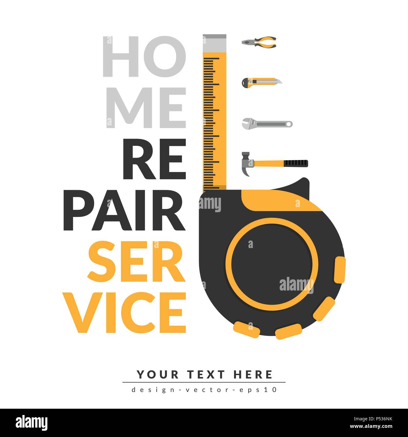 Home Reparatur Service Template mit Logo und kopieren Sie Platz für Ihren Text oder Name des Unternehmens. home Reparatur Service Consulting Unternehmen für Marketing Konzept. vec Stock Vektor