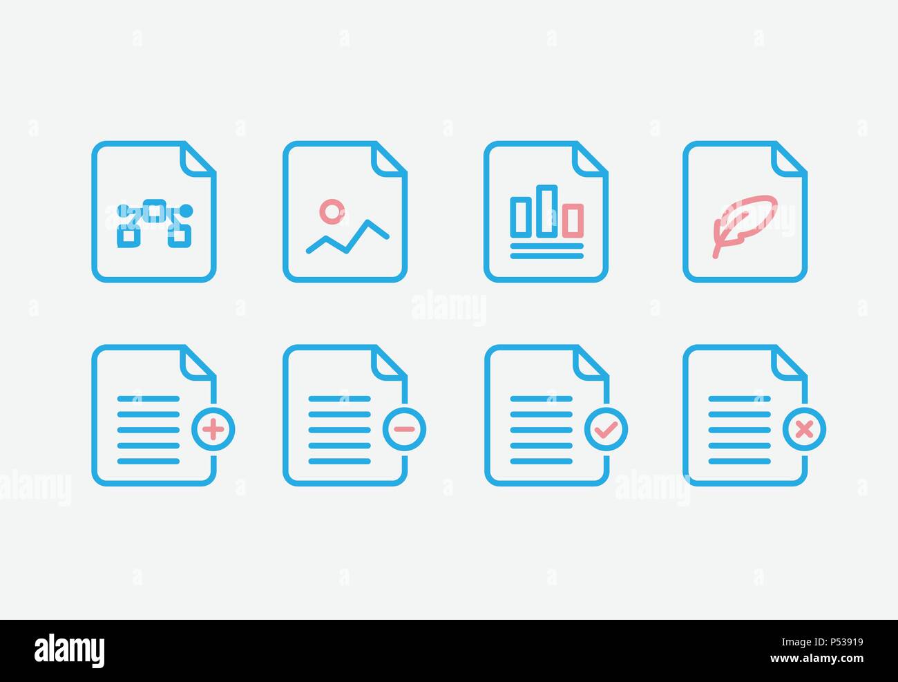 Dateityp Icon Set. Einfache Dateiformate Vektor Zeile für Symbole. Linienstil an. Stock Vektor