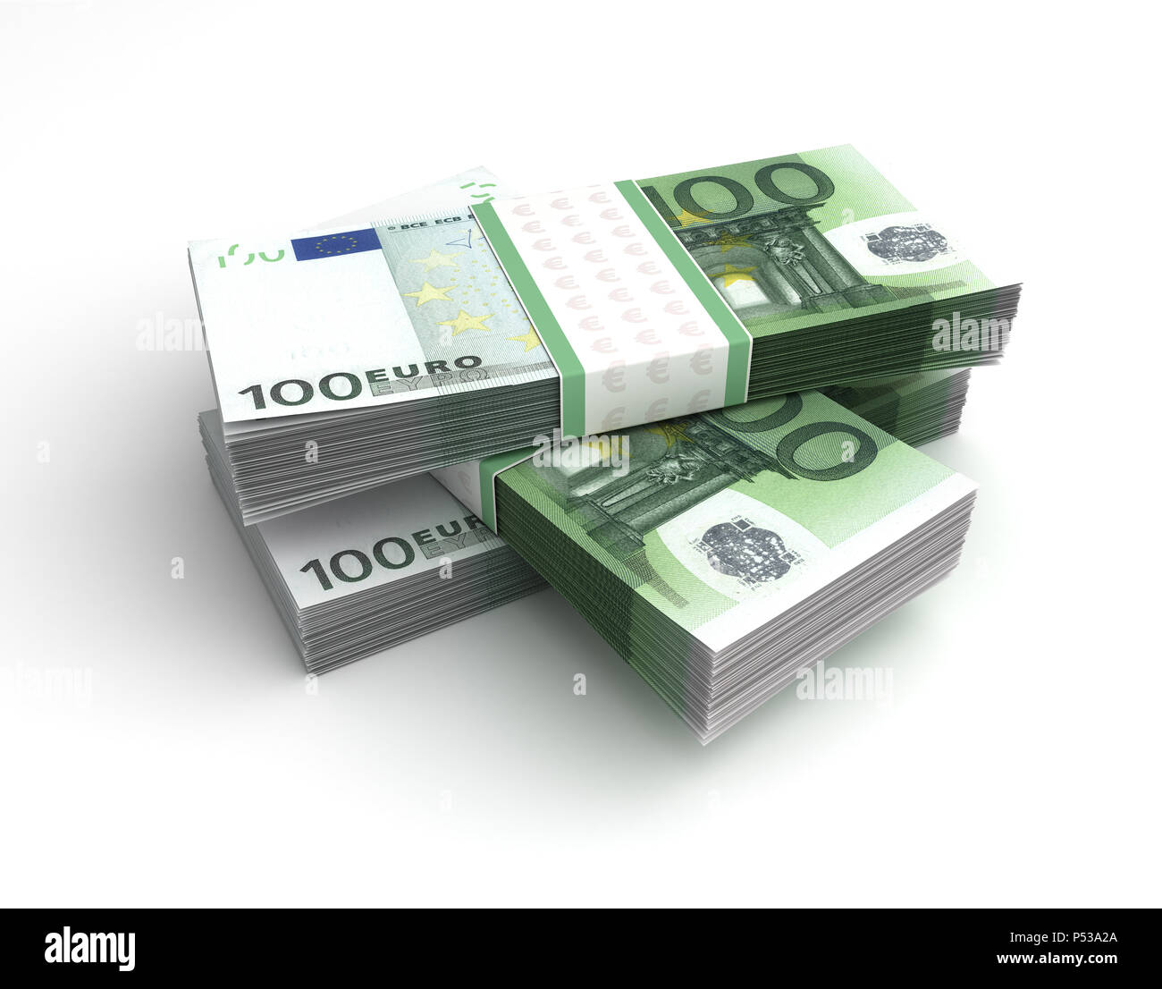 Stapel von Euro (isoliert auf weißem Hintergrund) Stockfoto
