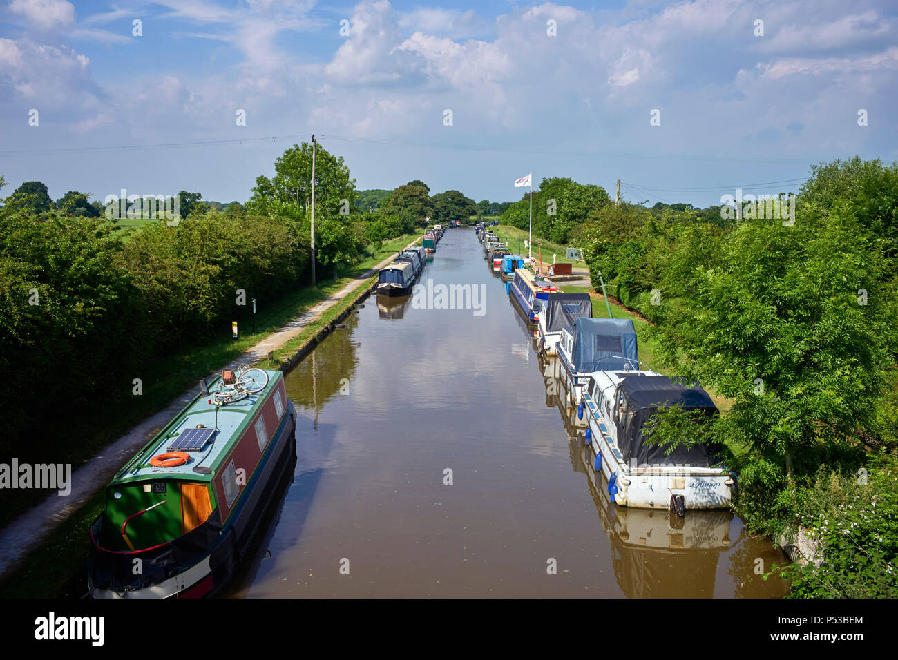 Die Middlewich Branch der Shropshire Union Canal gesehen von barbridge Stockfoto