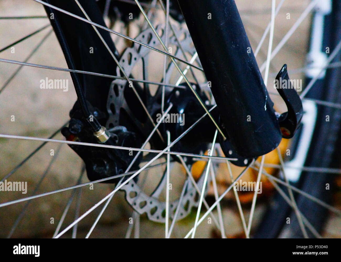 Bremse auf einem Enduro-Bike Stockfoto