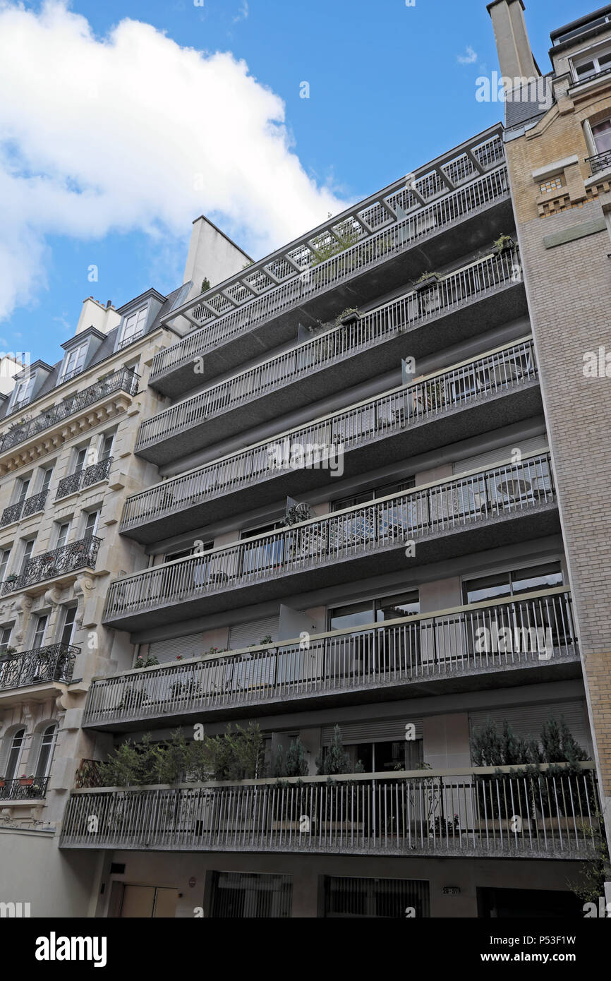 Außenansicht von Molitor residential Apartment Gebäude von Le Corbusier und Jeanneret Appartement-Atelier in Paris Frankreich KATHY DEWITT konzipiert Stockfoto