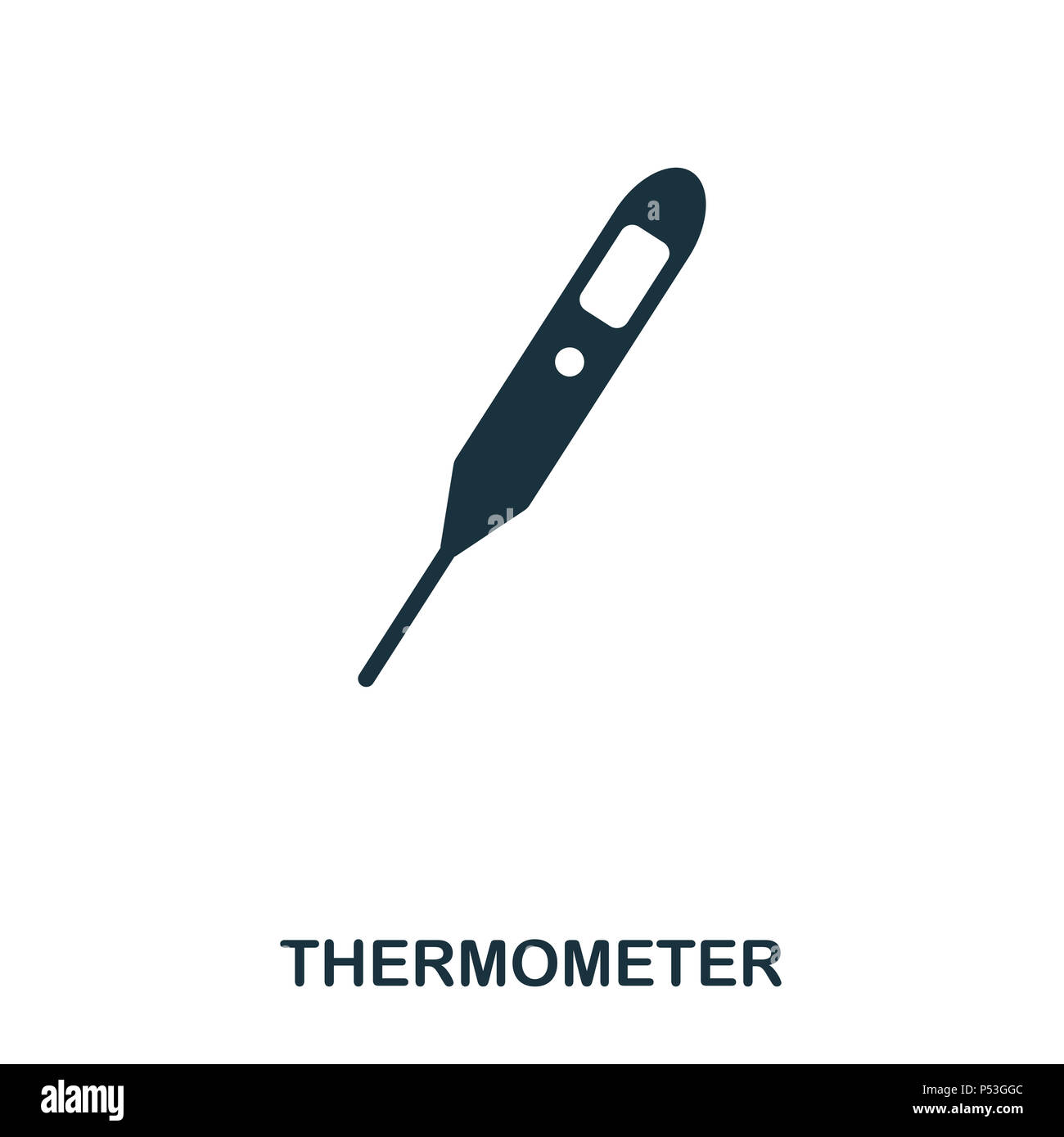 Thermometer Symbol. Line Style Icon Design. UI. Abbildung: Thermometer Symbol. Piktogramm isoliert auf Weiss. Fertig in web design, Anwendungen, Software, Druck verwenden. Stockfoto