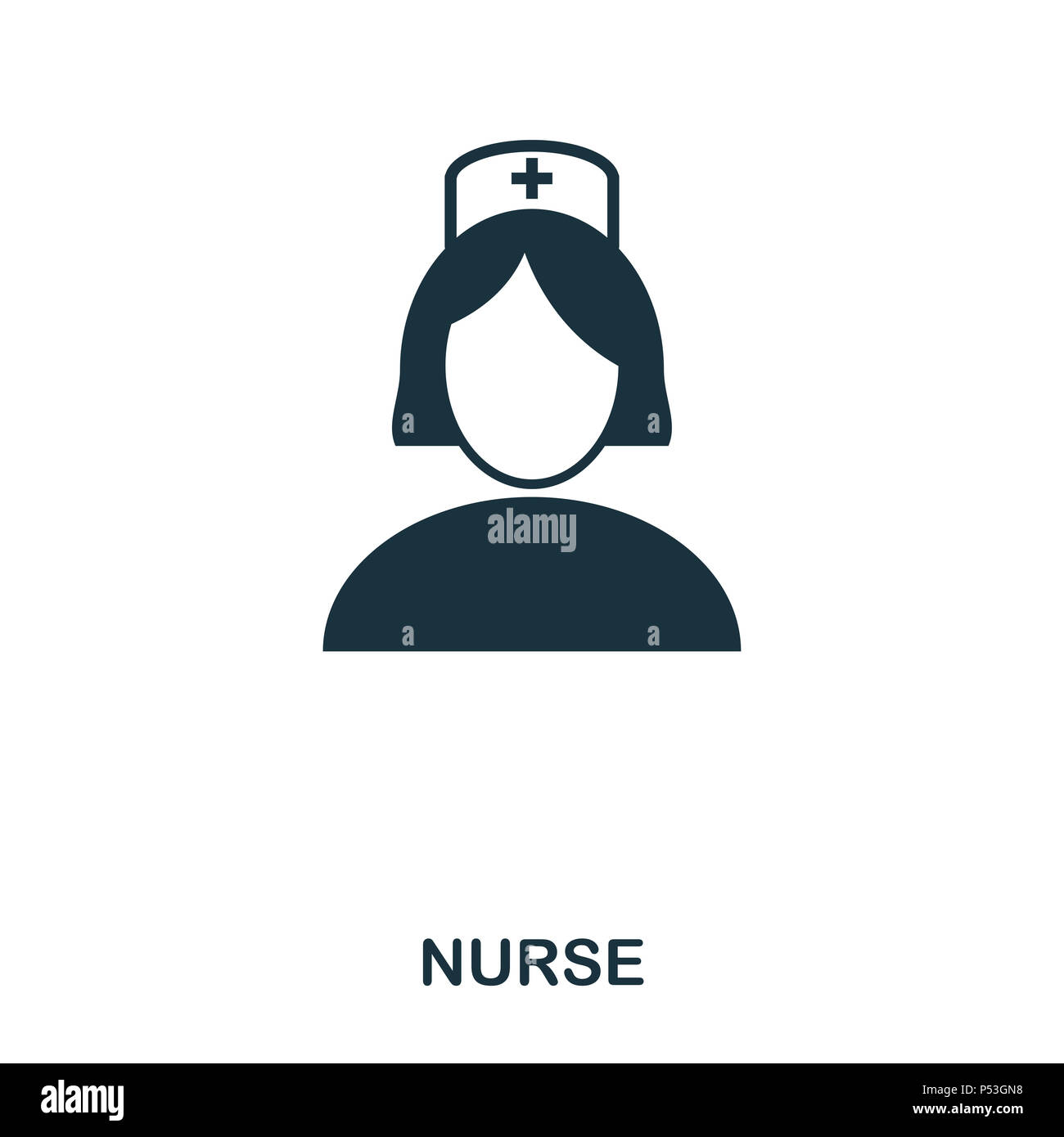 Krankenschwester Symbol. Line Style Icon Design. UI. Abbildung: Krankenschwester Symbol. Piktogramm isoliert auf Weiss. Fertig in web design, Anwendungen, Software, Druck verwenden. Stockfoto