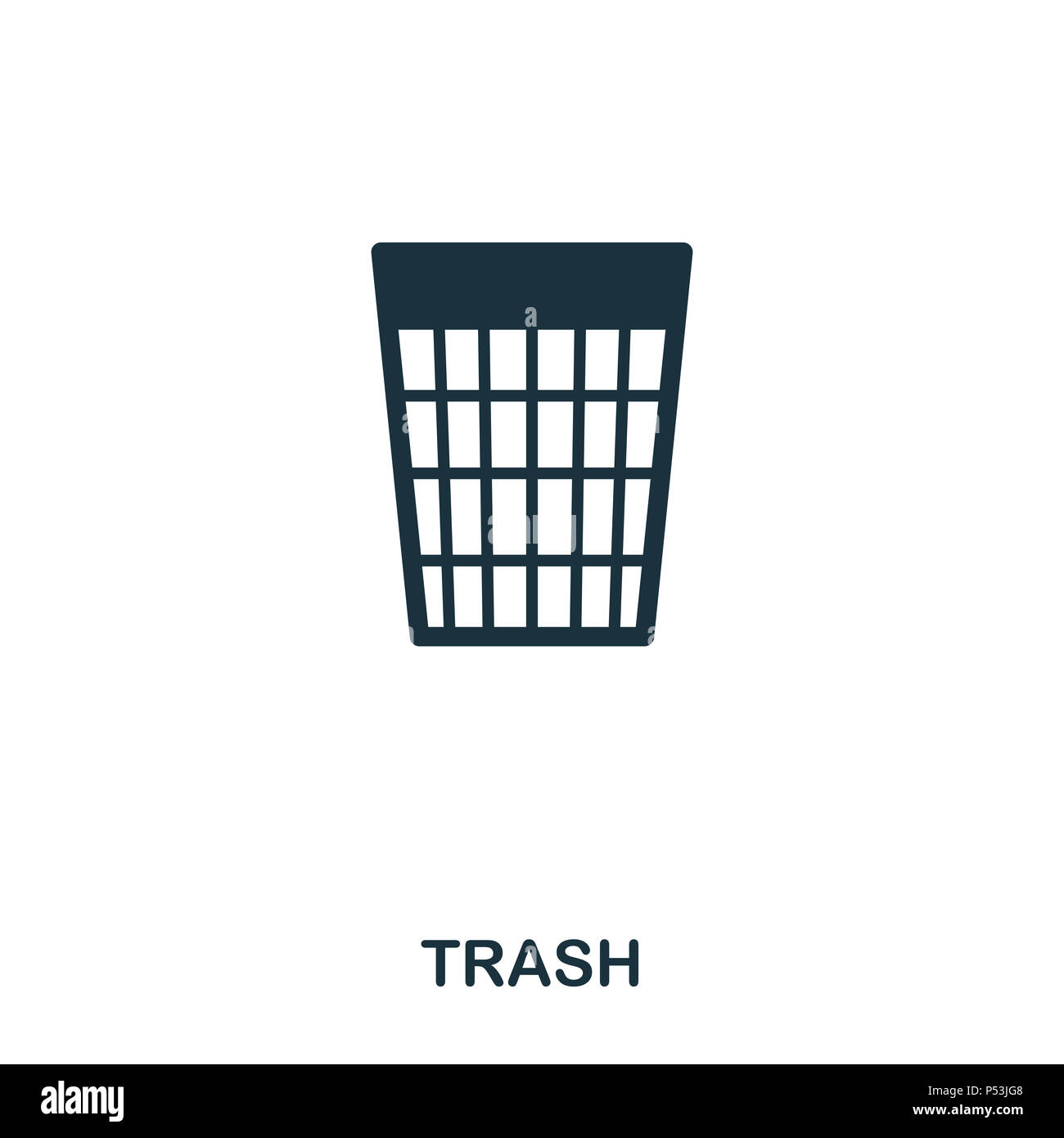 Symbol "Papierkorb". Line Style Icon Design. UI. Abbildung: Symbol "Papierkorb". Piktogramm isoliert auf Weiss. Fertig in web design, Anwendungen, Software, Druck verwenden. Stockfoto