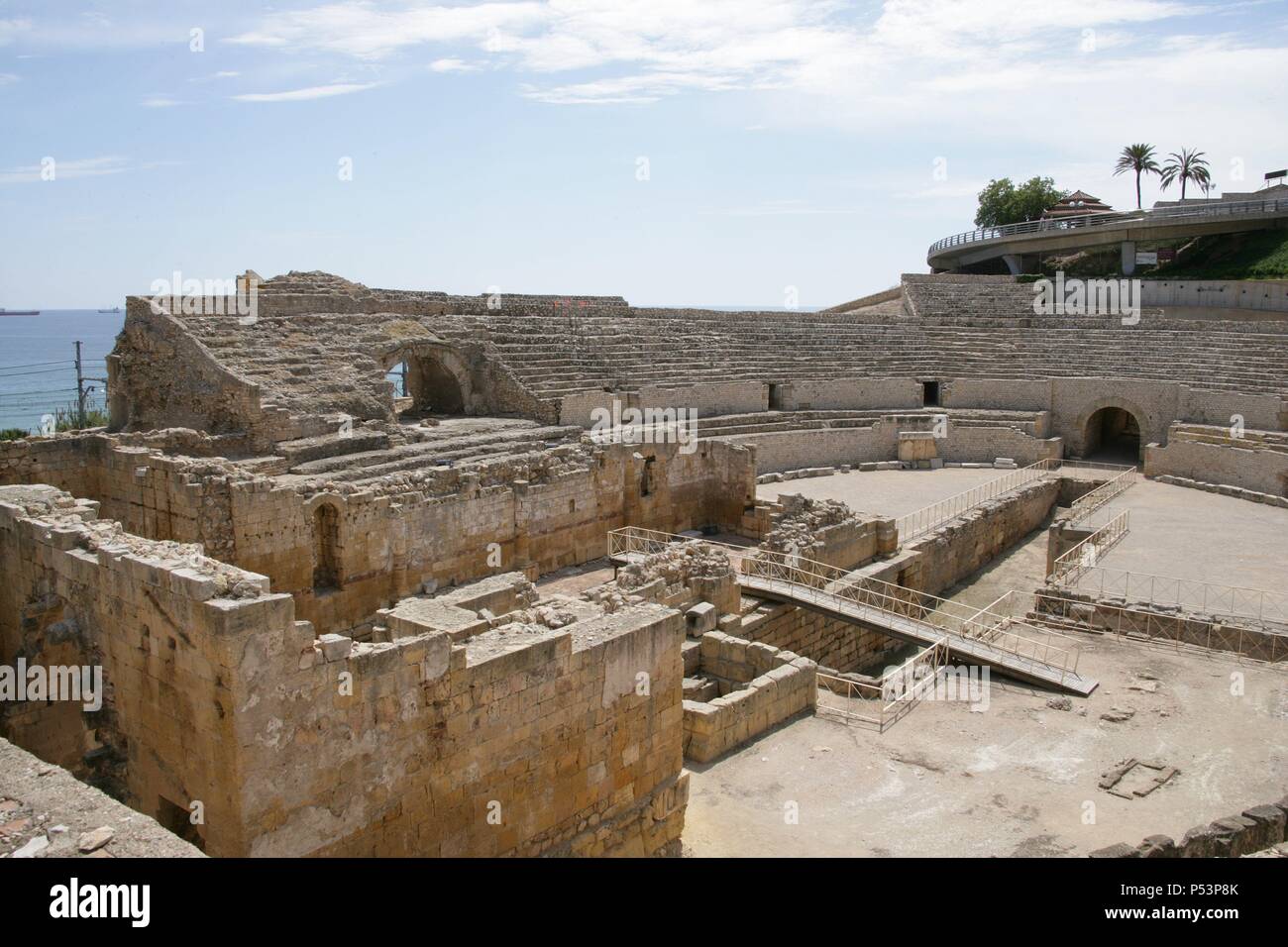 Spanien. Katalonien. Tarragona. Römische Amphitheater. Erbaut im 2. Jahrhundert nach Christus. Stockfoto