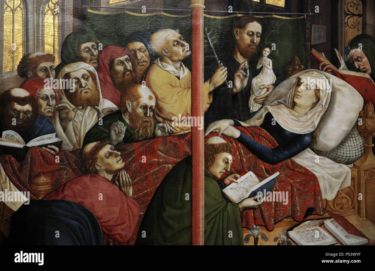 Hans Multscher (1400-1467). Deutscher Maler. Wurzach Altarbild, 1437. Der Tod der Jungfrau. Gemaldegalerie. Berlin. Deutschland. Stockfoto