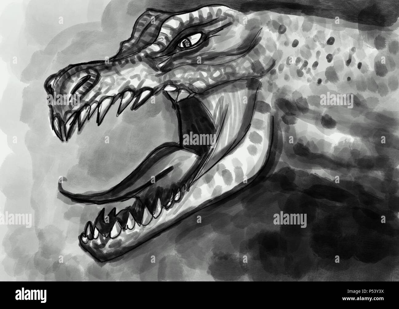 Abbildung: Fantasy fleischfressenden Dinosaurier oder Kaiju Stockfoto