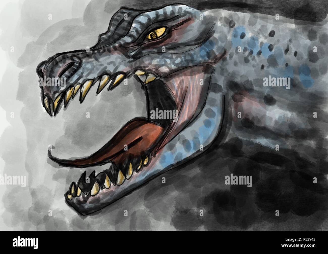 Abbildung: Fantasy fleischfressenden Dinosaurier oder Kaiju Stockfoto