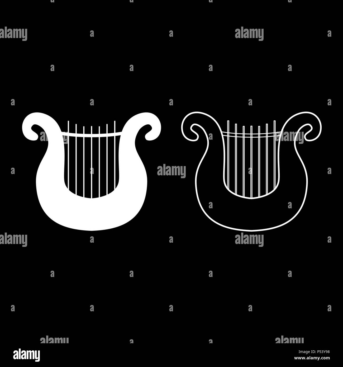 Harfe Icon Set Farbe weiß Vektor I Stil einfach Bild Stock Vektor