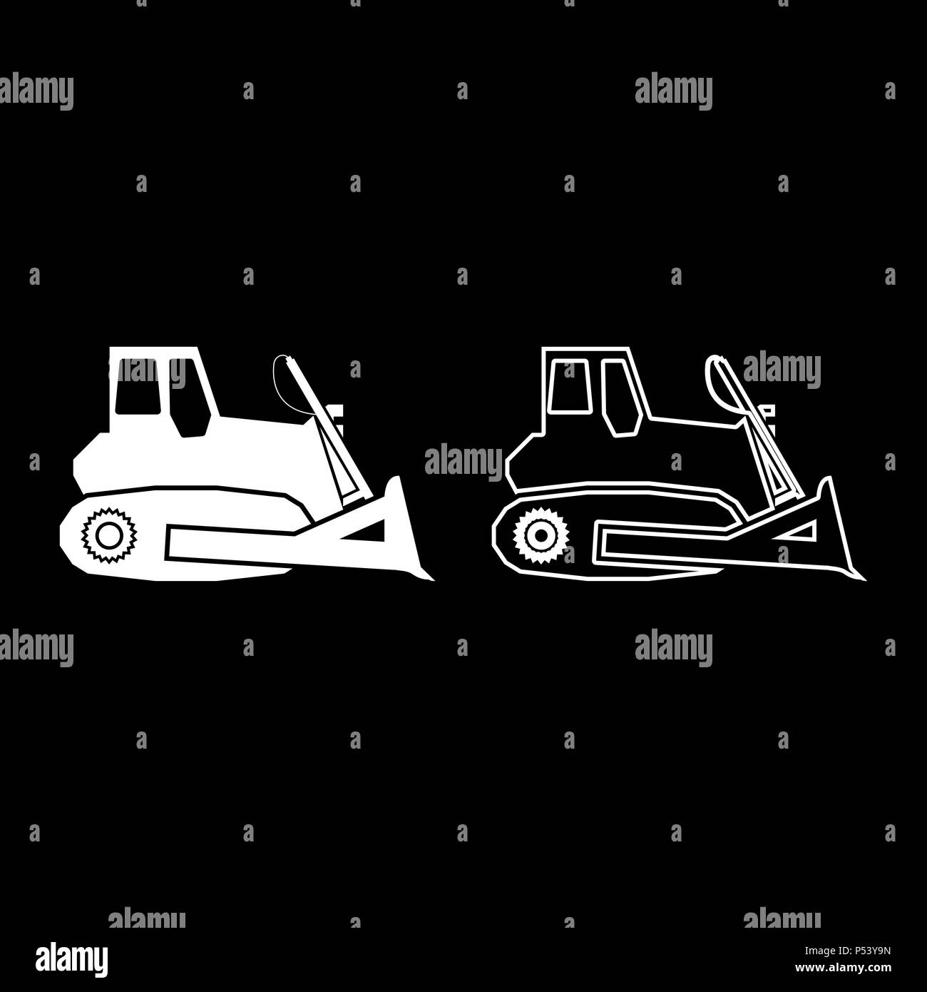 Bulldozer Icon Set Farbe weiß Vektor I Stil einfach Bild Stock Vektor