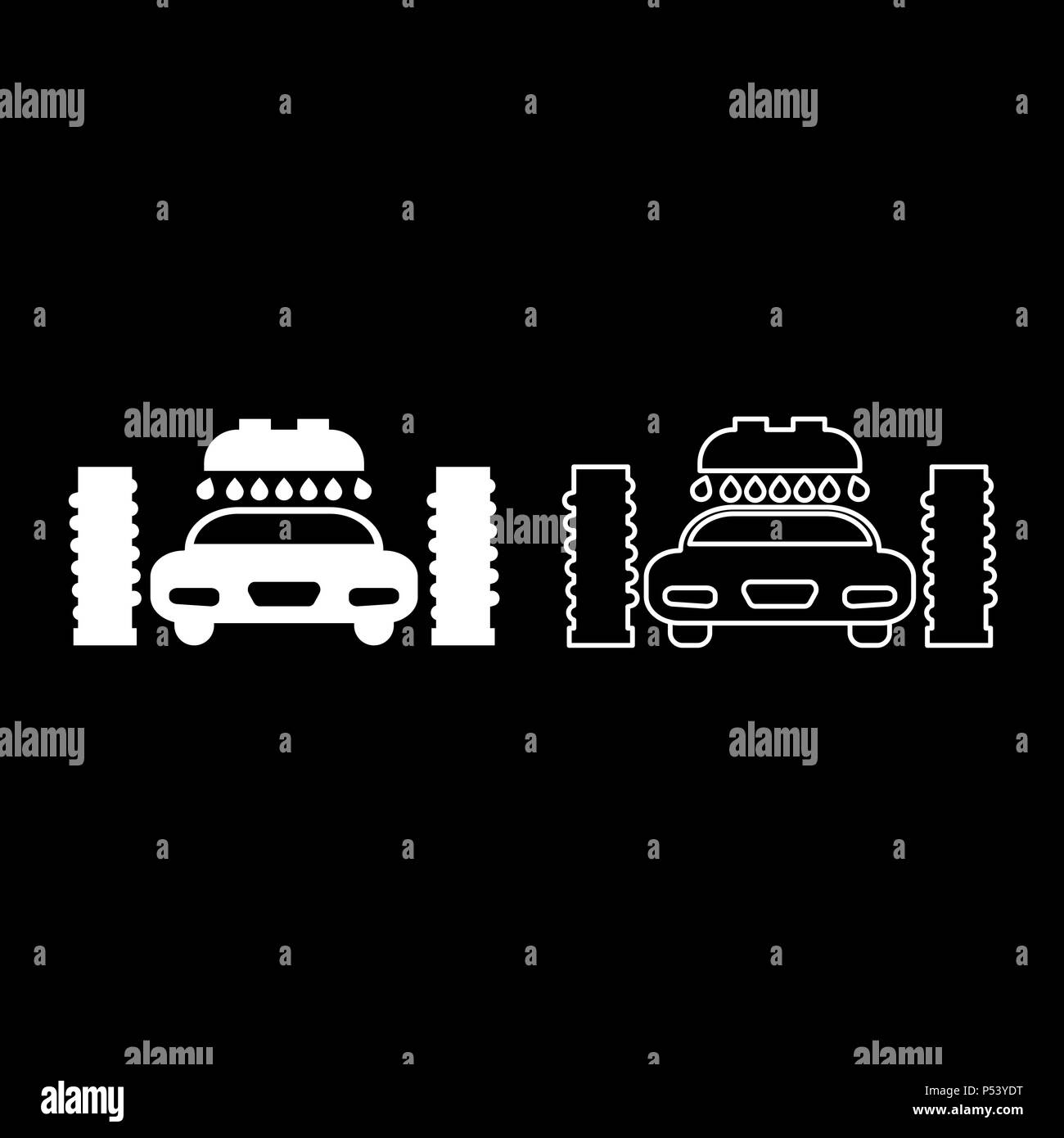 Reinigung Auto waschen Icon Set. Einfache Reinigung Auto waschen