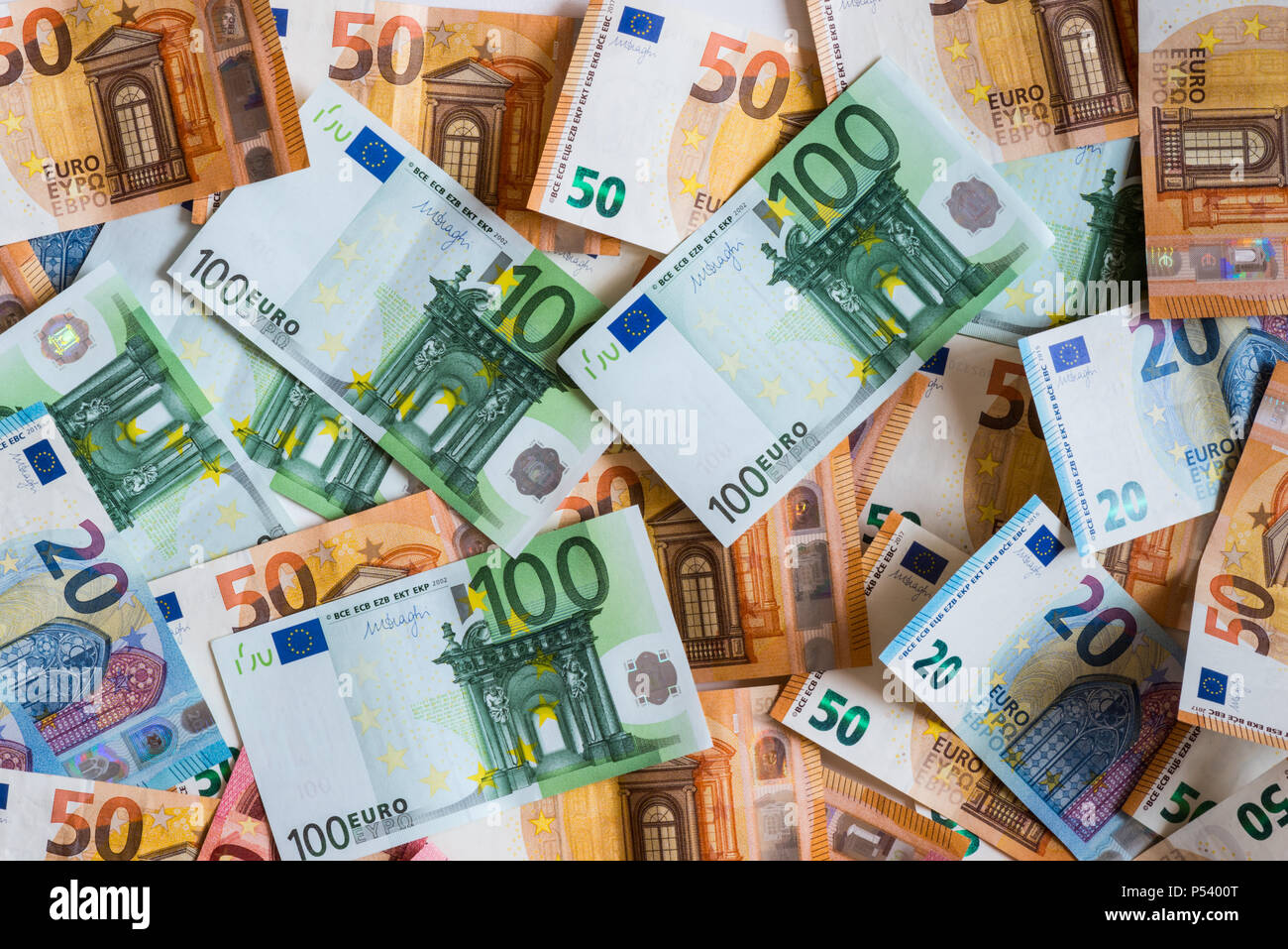 Euro Geld. Euro cash Hintergrund. Euro-Banknoten Stockfoto