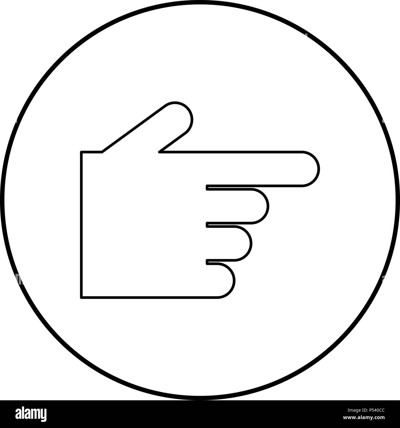 Zeigende Hand Symbol Farbe Schwarz im Kreis runde Kontur Stock Vektor