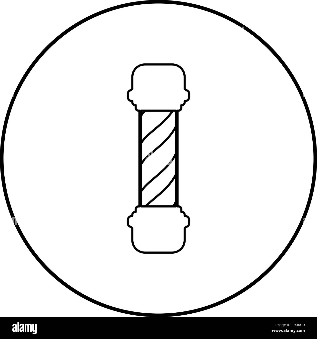 Friseur pole Symbol Farbe Schwarz im Kreis runde Kontur Stock Vektor