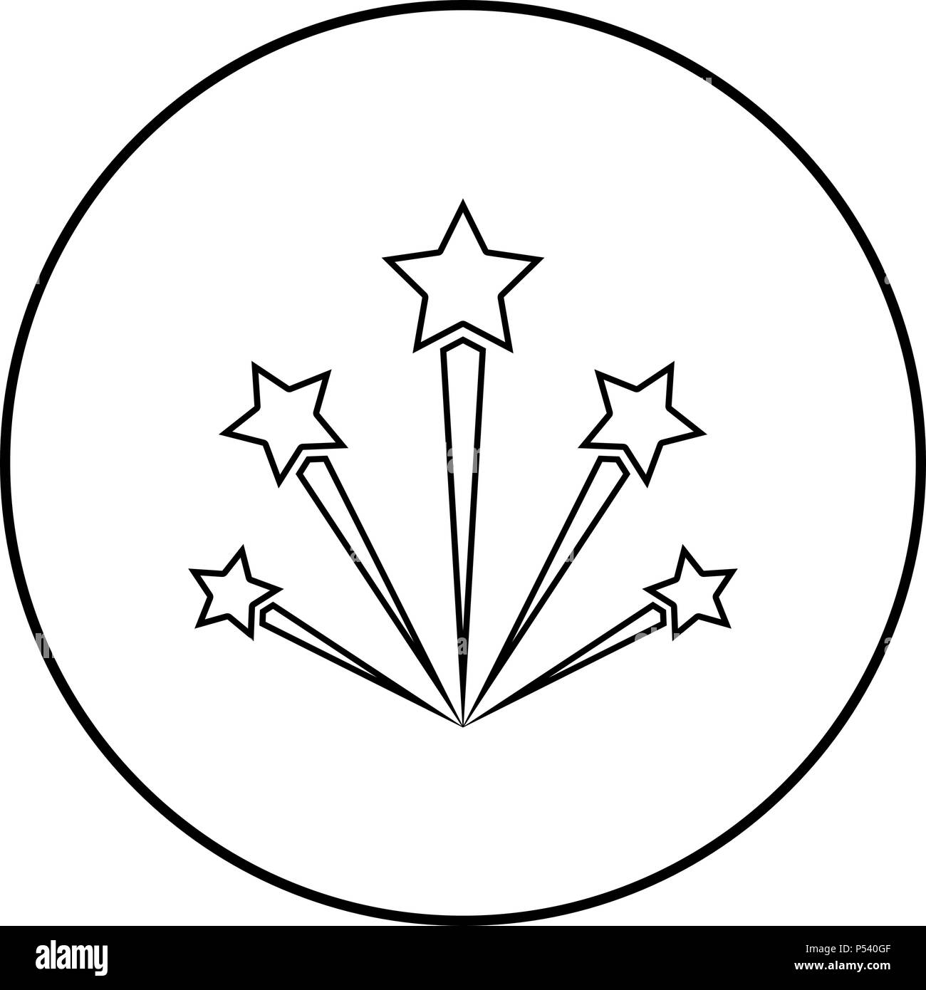 Gruß Feuerwerk Symbol Farbe Schwarz im Kreis runde Kontur Stock Vektor