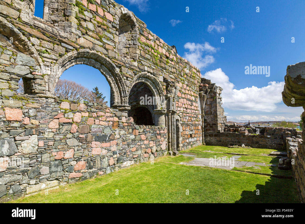 Die historischen Ruinen einer mittelalterlichen Augustininan Nonnenkloster auf der Hebriden Insel Iona, Argyll und Bute, Schottland, Großbritannien Stockfoto