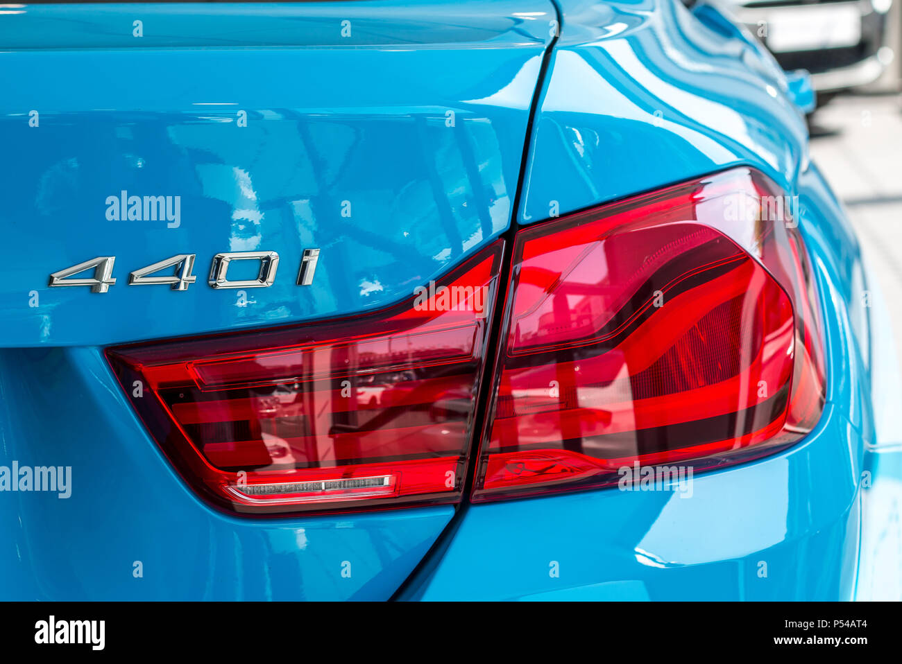 Die Rückleuchte Von Einem Modernen Bmw 4er Gran Coupé Limousine