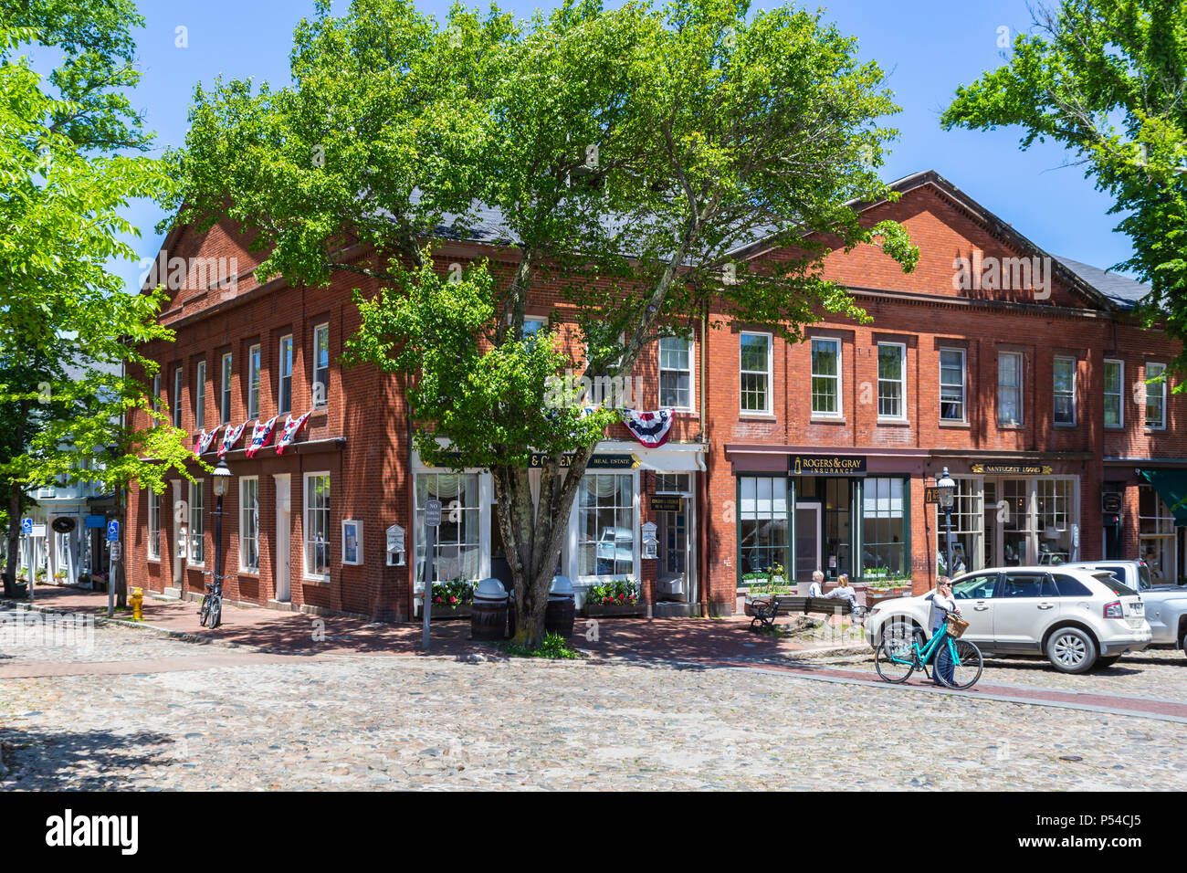 Hauptstraße in Nantucket, Massachusetts. Stockfoto