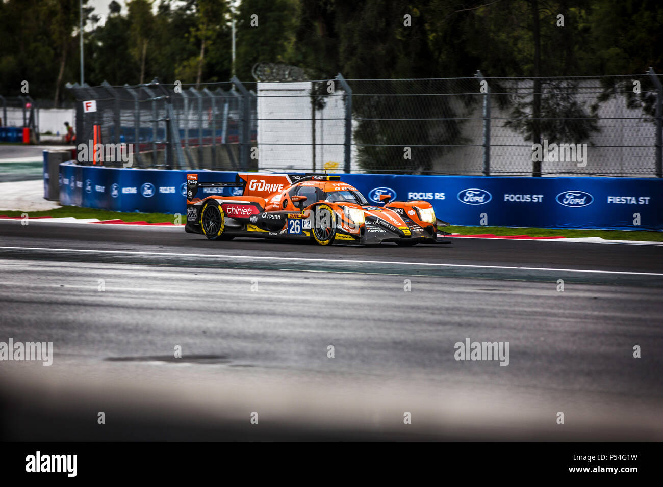 Mexiko City, Mexiko - September 01, 2017: Autodromo Hermanos Rodriguez. 6 Stunden von Mexiko, FIA WEC. G-DRIVE der Rennfahrer Roman Rusinov, Pierre Thiriet oder Alex Lynn, an der das Team Oreca 07 Gibson Nr. 26, das in der Freien Praxis I. Stockfoto