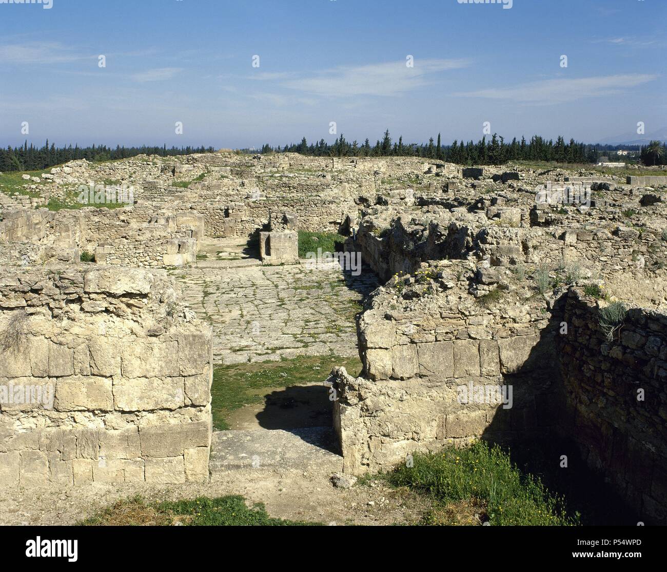 Syrien. Ugarit. Antike Hafenstadt an der Ras Shamra. Neolithische späten Bronzezeit. Ruinen der Tempel gewidmet Baal und Dagon. Stockfoto