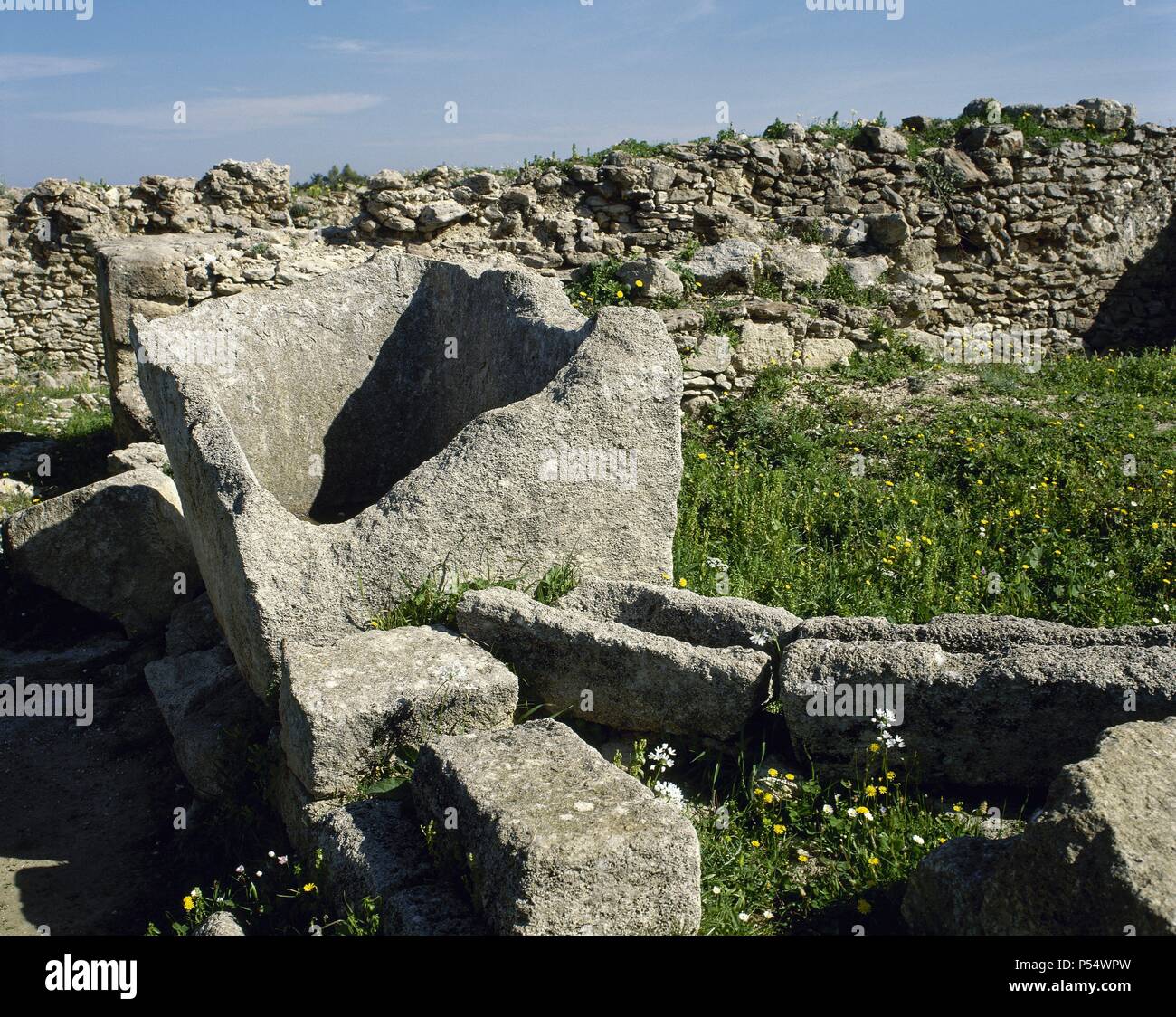 Syrien. Ugarit. Antike Hafenstadt an der Ras Shamra. Neolithische späten Bronzezeit. Acequia. Stockfoto