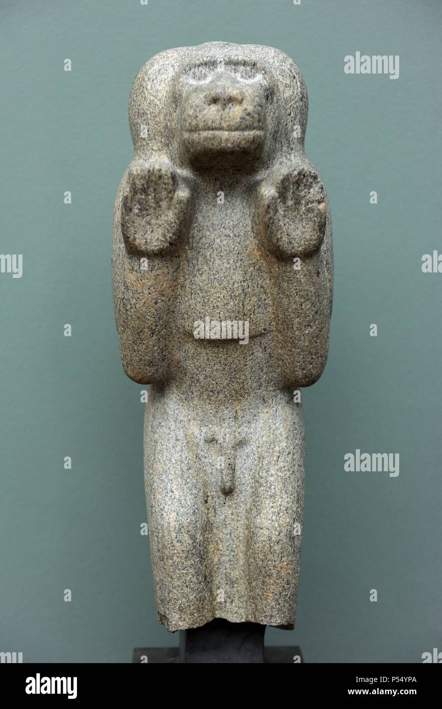 Statue eines Pavian. Granit. Von Kawa. Herrschaft von Taharka. C. 690-664 BC. 25. Dynastie. Ny Carlsberg Glyptotek. Kopenhagen. Dänemark. Stockfoto