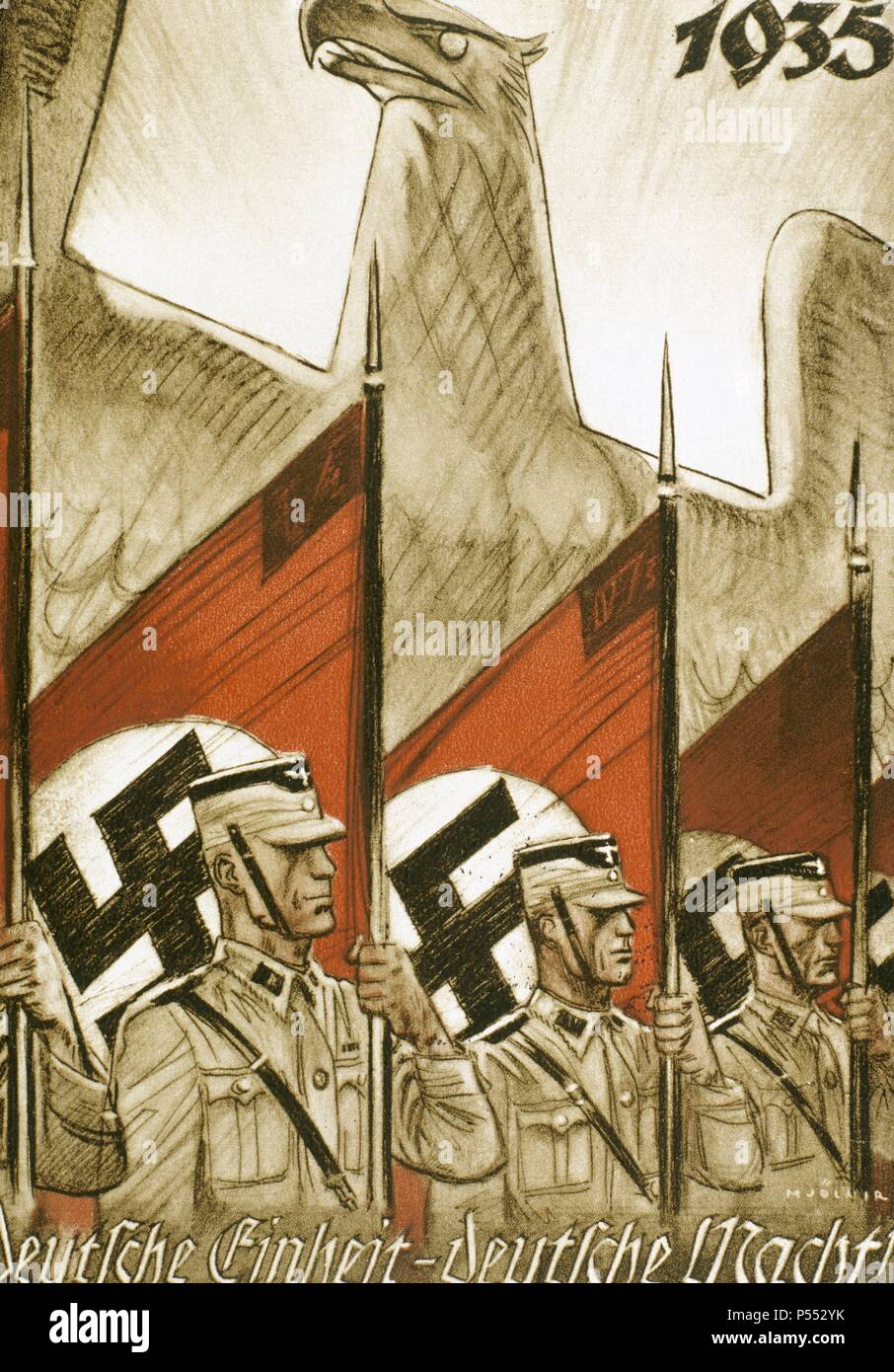 NAZISMO. Post con ilustración de Propaganda Nazi editada en Septiembre de 1935. Stockfoto