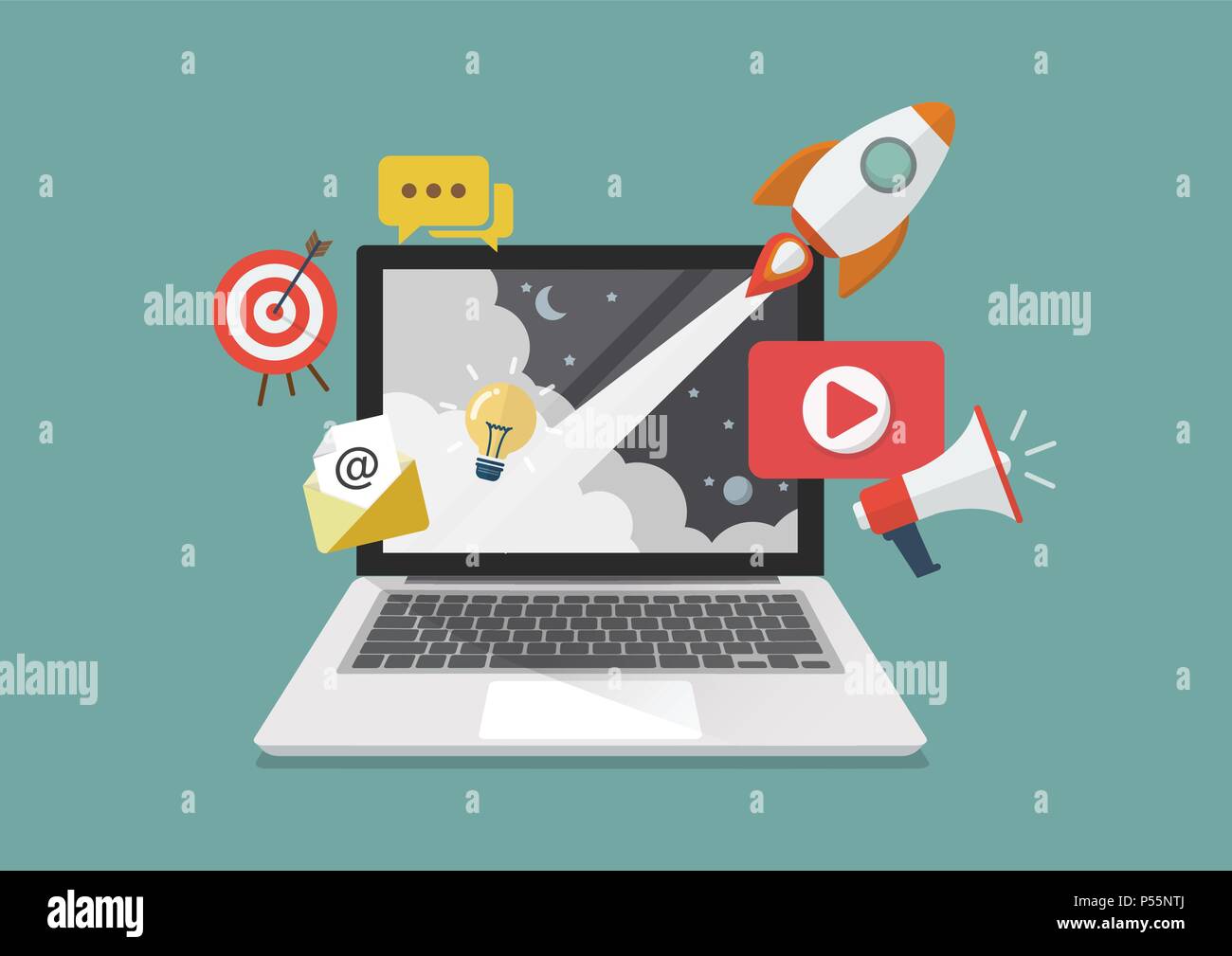 Digitales Marketing Konzept poster Design. Vector Illustration Stock Vektor