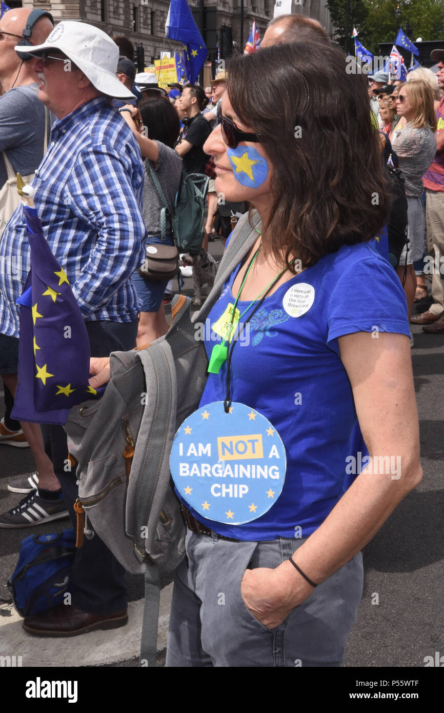 Pro EU-Remainers, März für ein Volk, das Volk der Abstimmung für eine zweite EU-Referendum, Parliament Square, London, UK 20.06.2018 Stockfoto