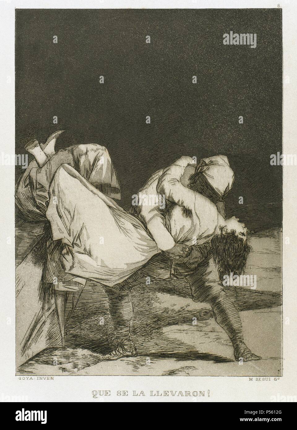 Francisco de Goya (1746-1828). Spanischer Maler und Graphiker. Los Caprichos. Que Se La llevaron... (Sie war...). Nummer 8. Aquatinta. 1799. Reproduktion von M.SEGUI ich Riera. Stockfoto