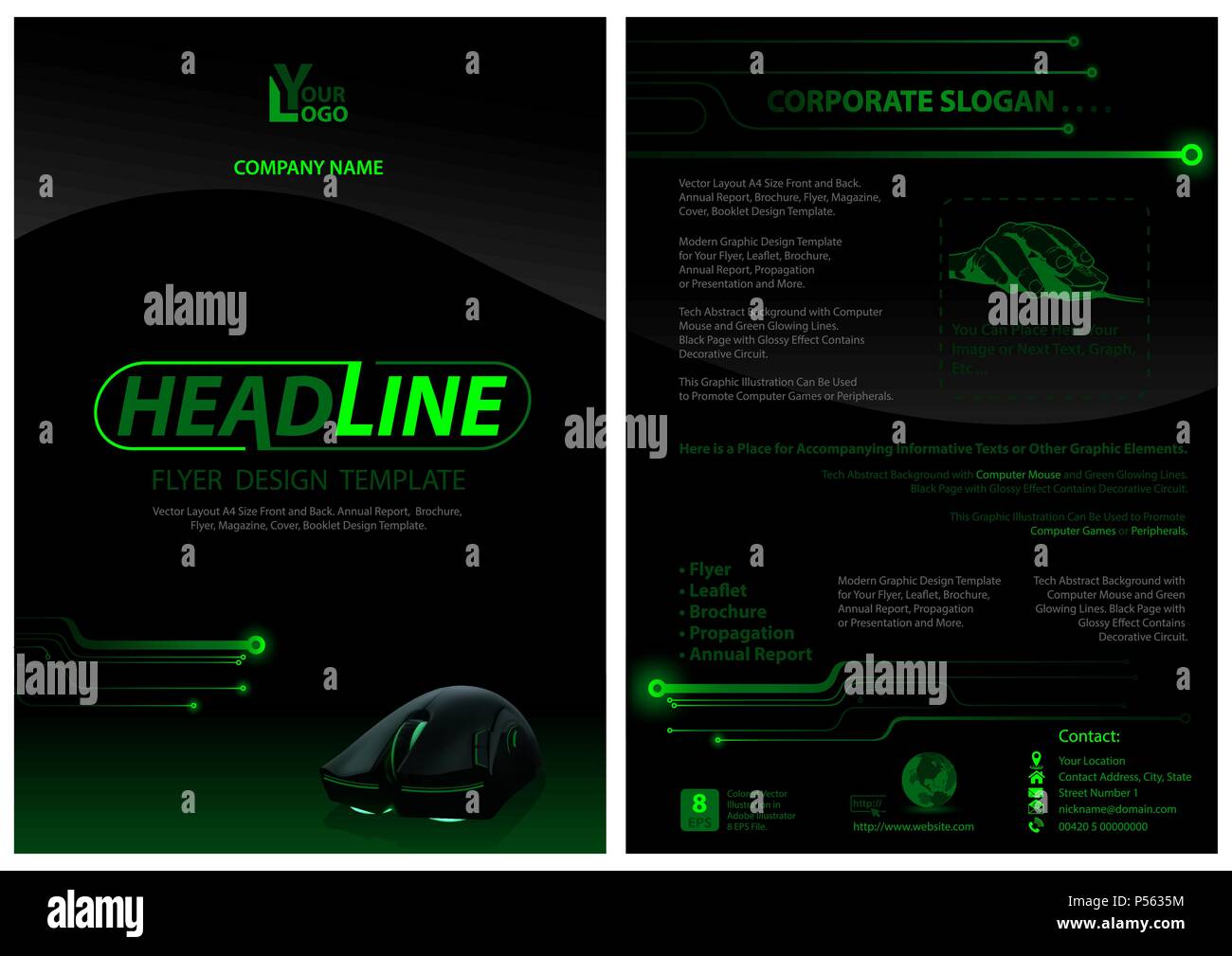 Dark Flyer Vorlage mit Maus Stock Vektor