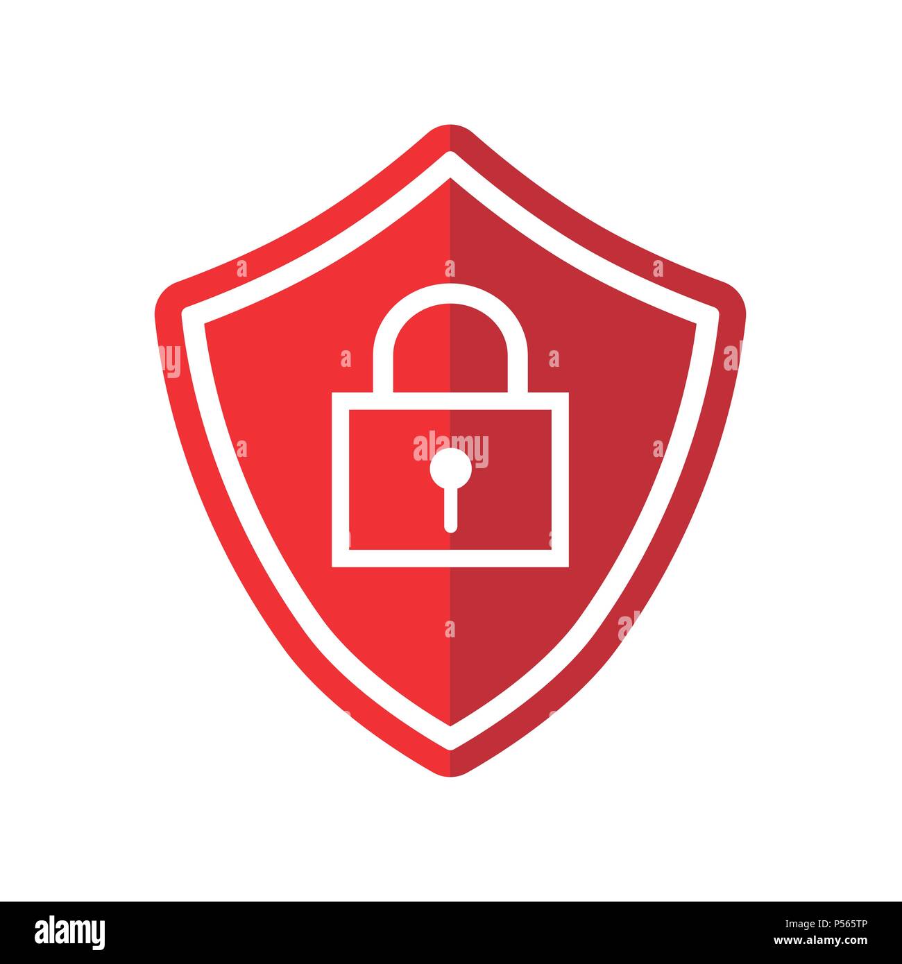 Key Lock mit Schild, rote Farbe flach Symbol für Sicherheitskonzept - Vektor ikonisches Design Stock Vektor