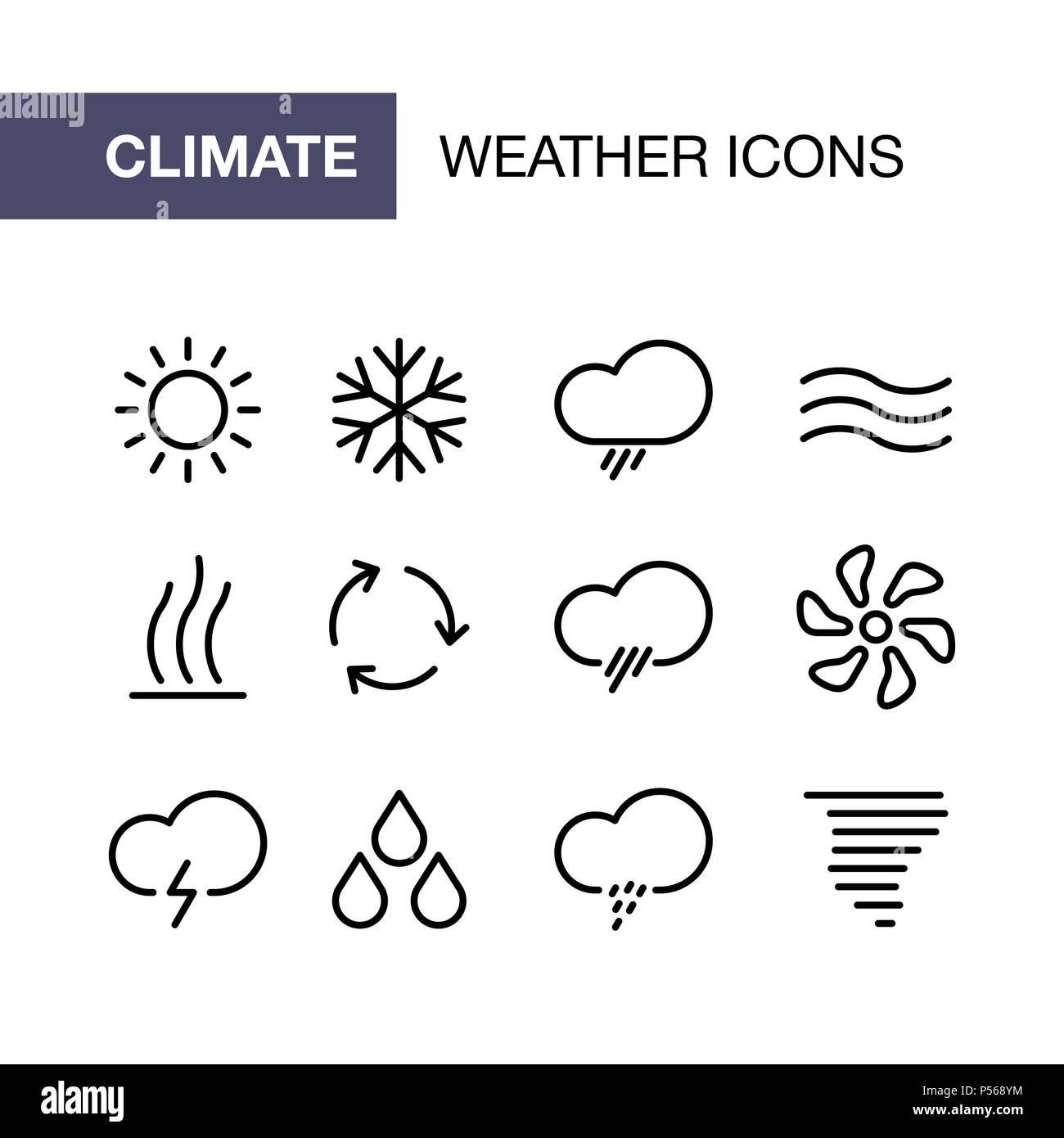 Klimaanlage Symbole für einfache Flat Style Wetter ui Design gesetzt  Stock-Vektorgrafik - Alamy