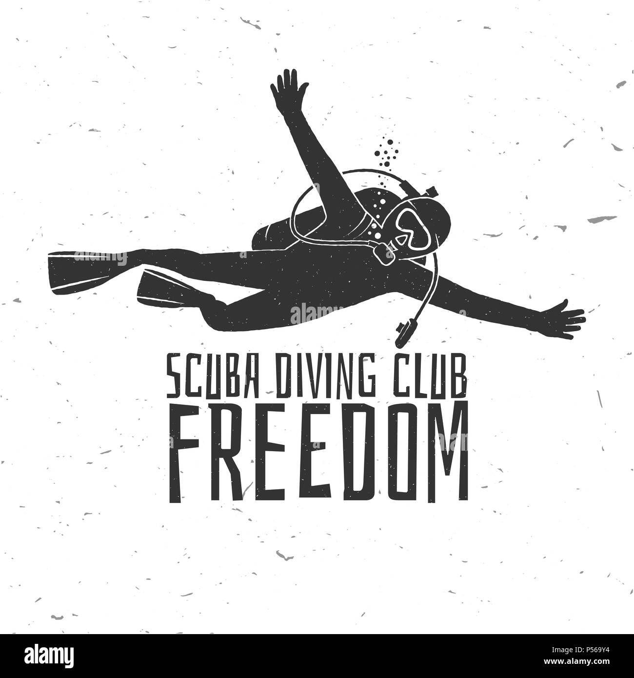 Scuba Diving Club. Vector Illustration. Konzept für Hemd oder Logo, Print, Stempel oder T-Stück. Vintage Typografie Design mit diver Silhouette. Stock Vektor